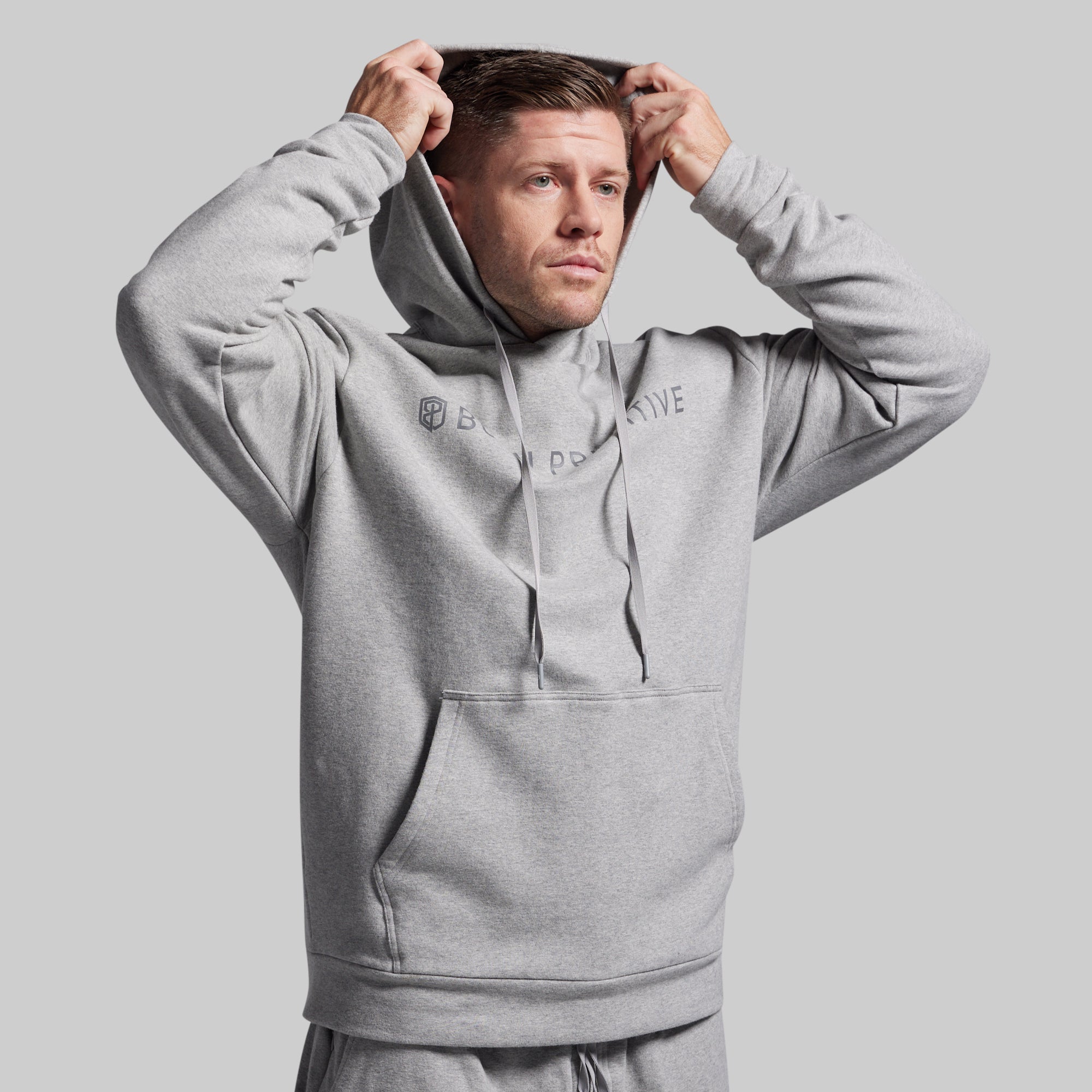BP Classic Men's Unmatched Hoodie (Heather Grey) - Image 5