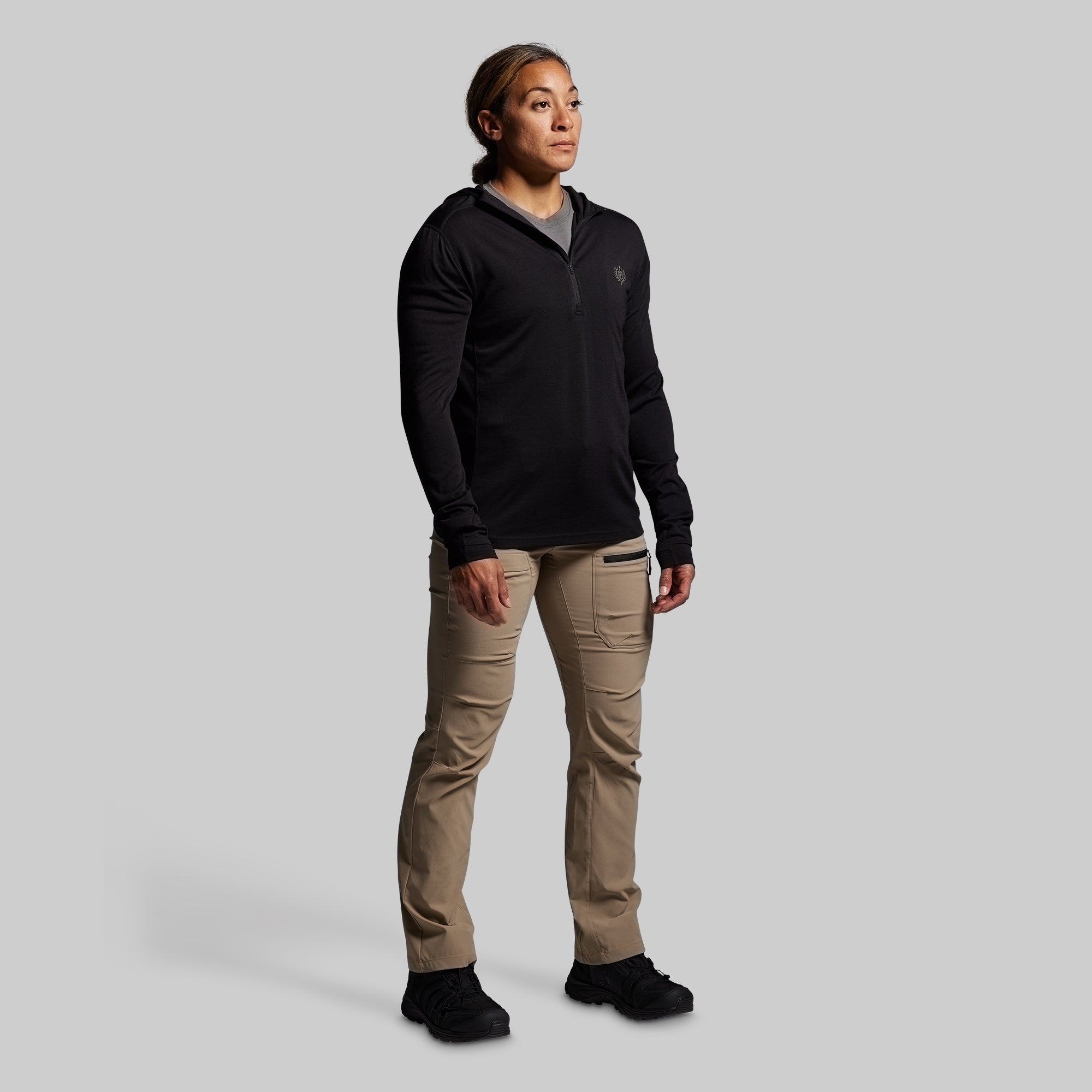 Women's Ridgeline Merino Half Zip Hoodie 165 (Black) - Image 6