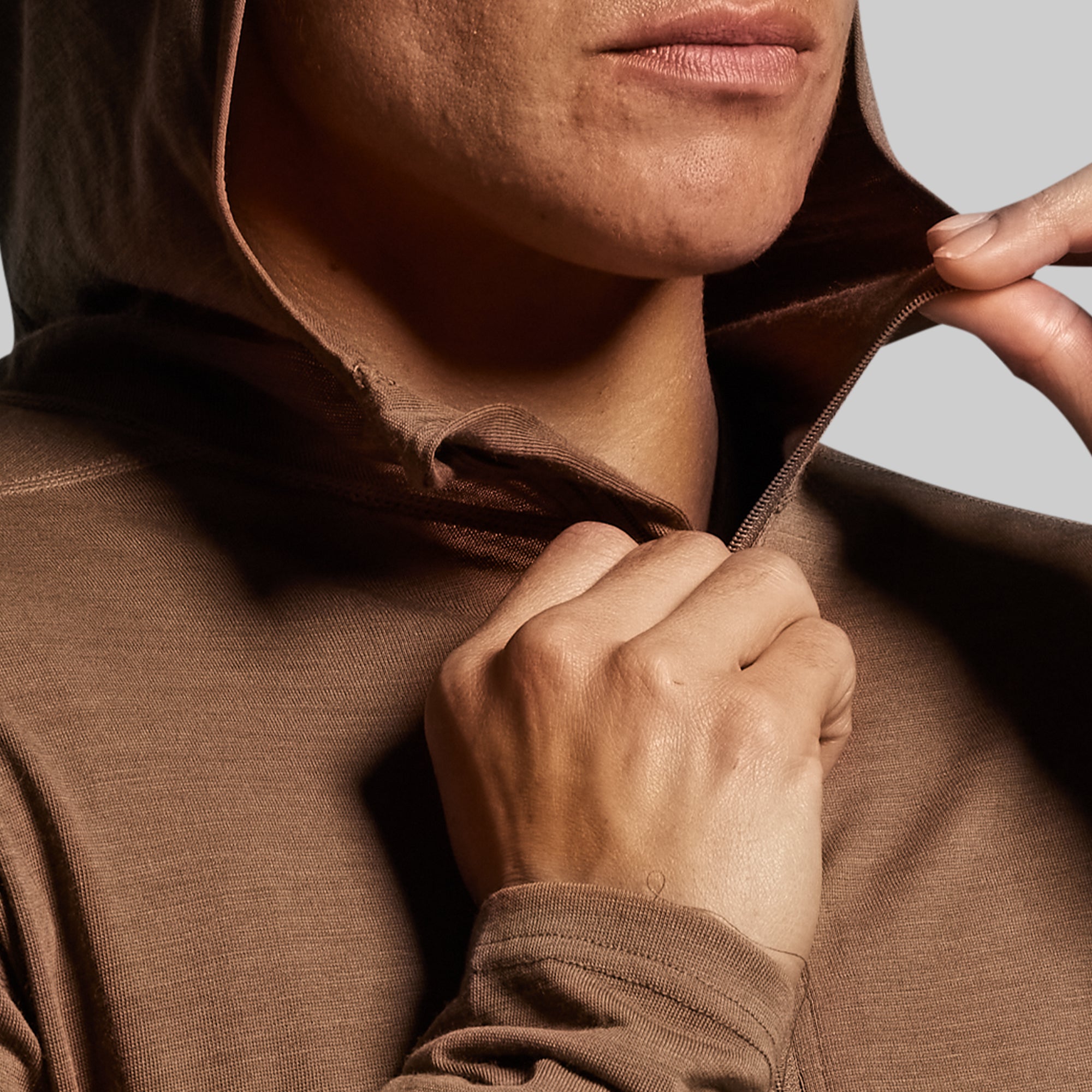 Women's Ridgeline Merino Half Zip Hoodie 165 (Coyote Brown) - Image 3