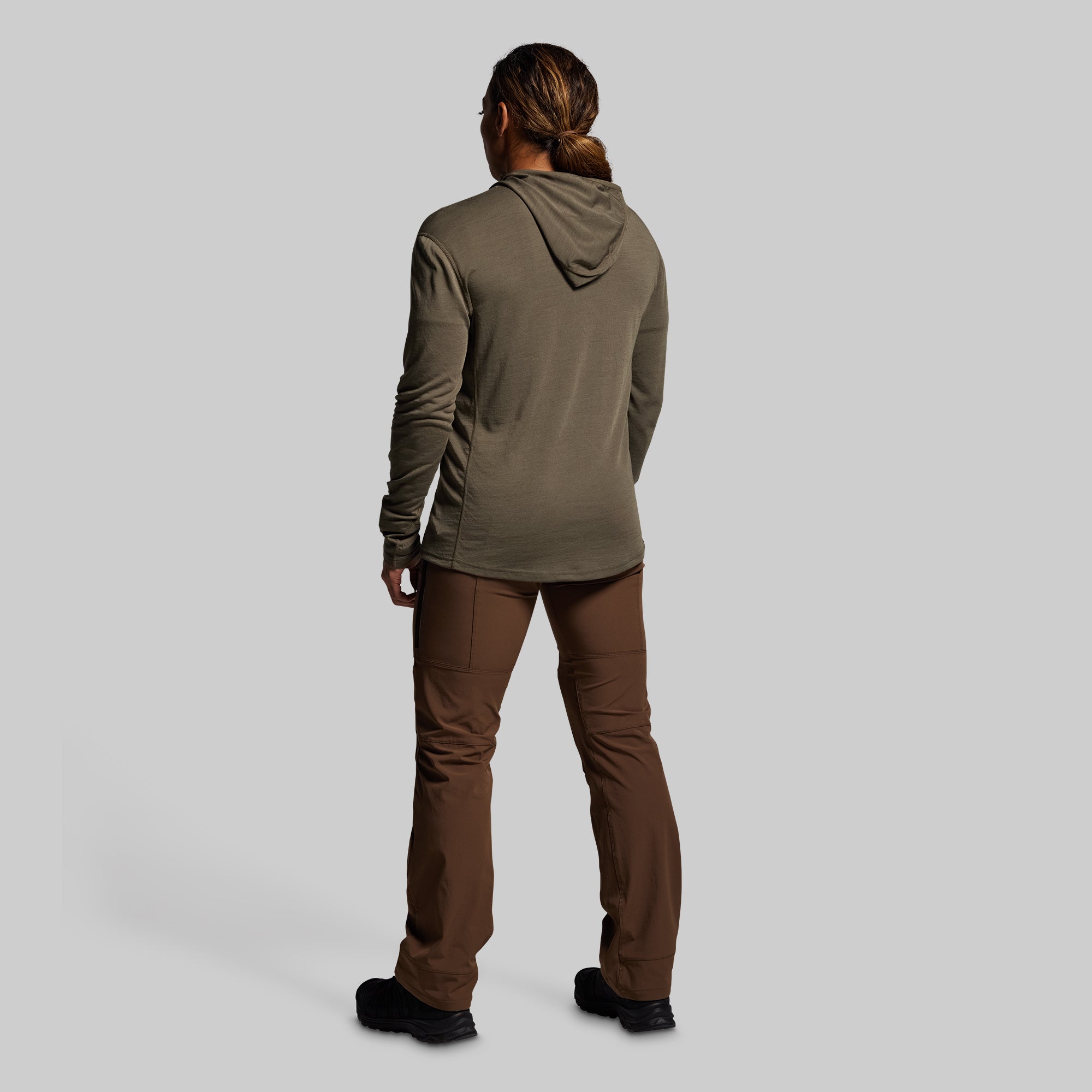 Women's Ridgeline Merino Half Zip Hoodie 165 (OD Green) - Image 8