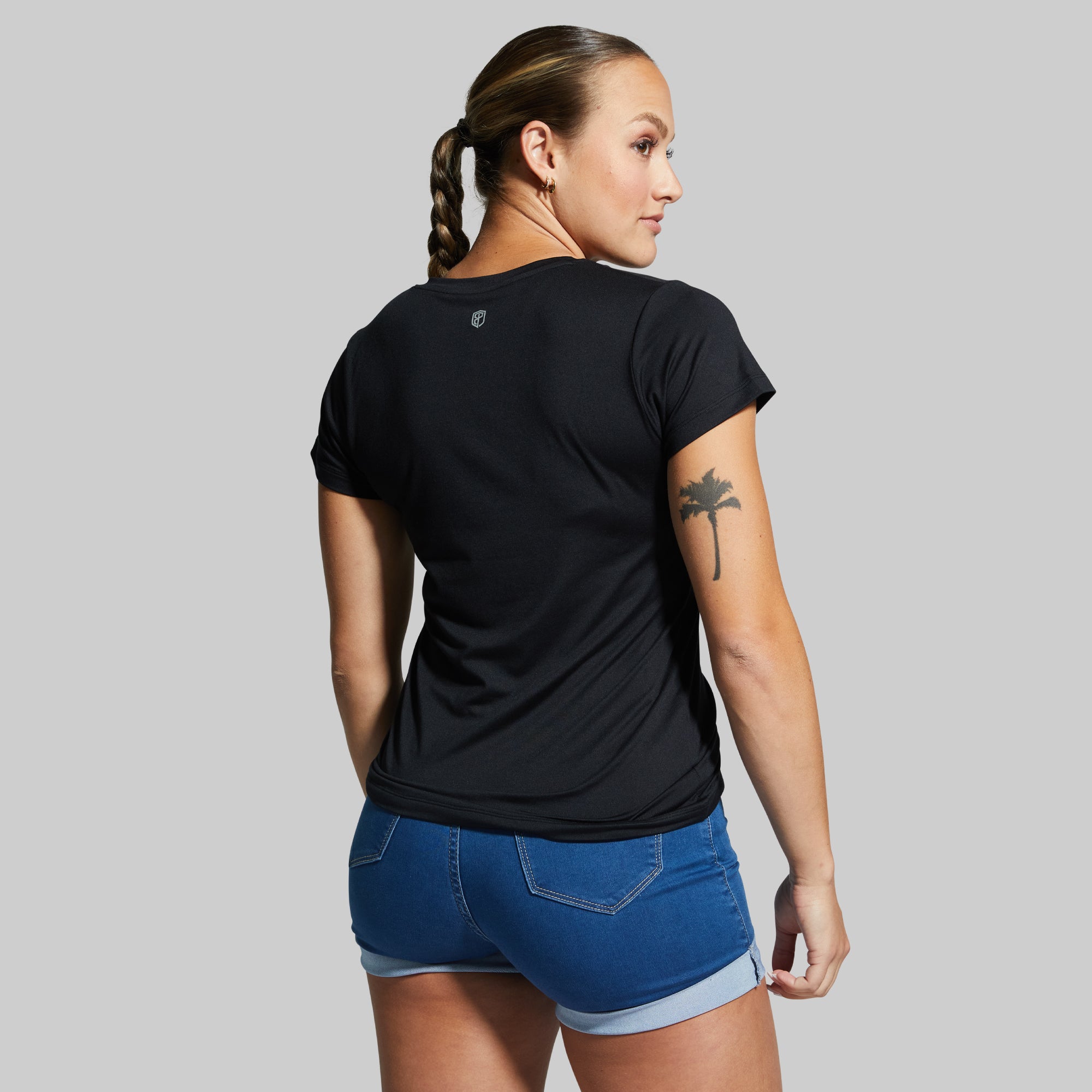 Athleisure Short Sleeve V-Neck (Black) - Image 2
