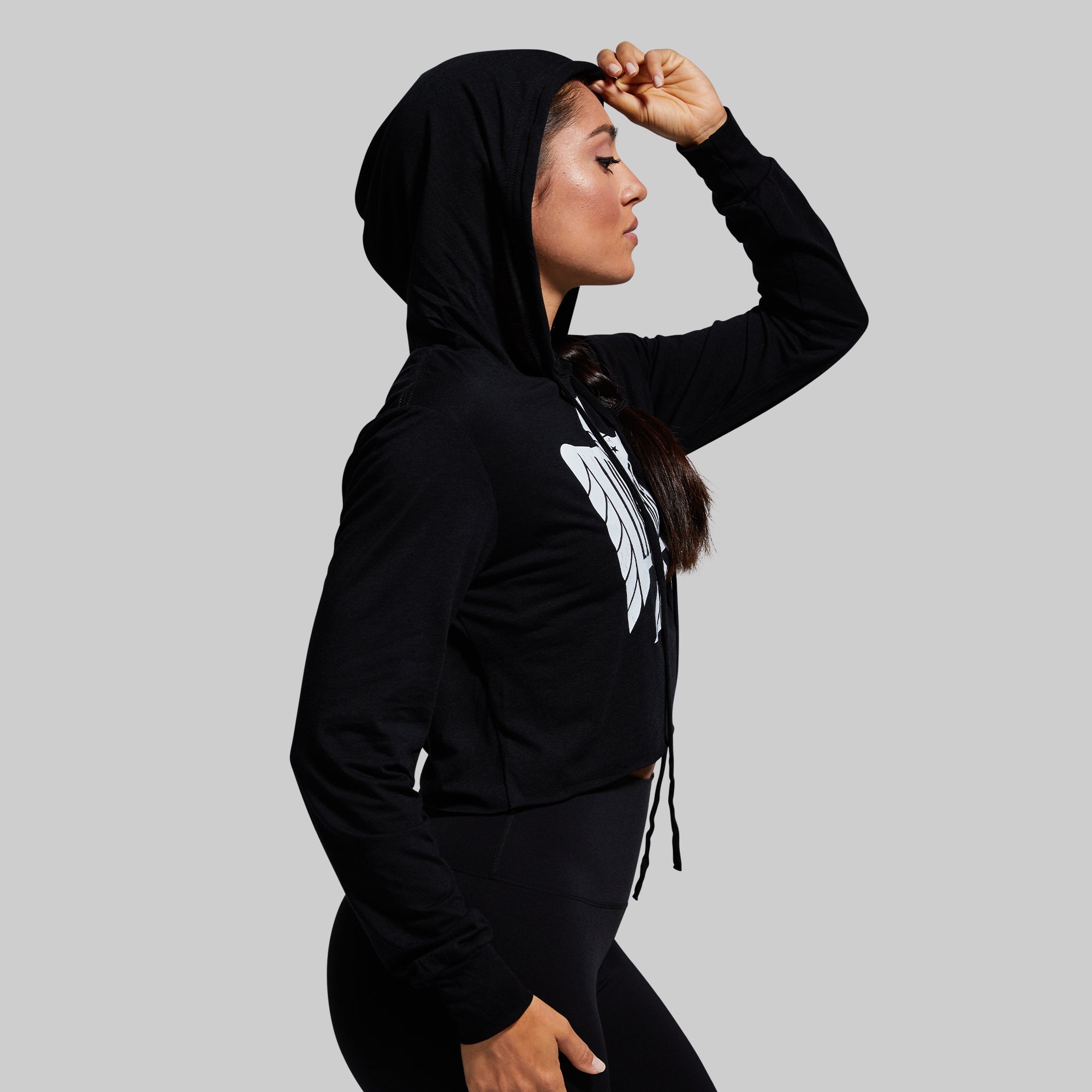 Live Free Cropped T-Shirt Hoodie (Black) - Image 3