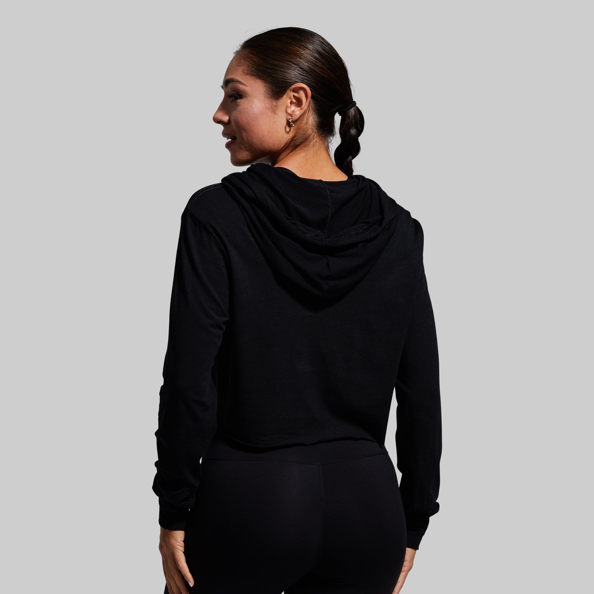 Live Free Cropped T-Shirt Hoodie (Black) - Image 4