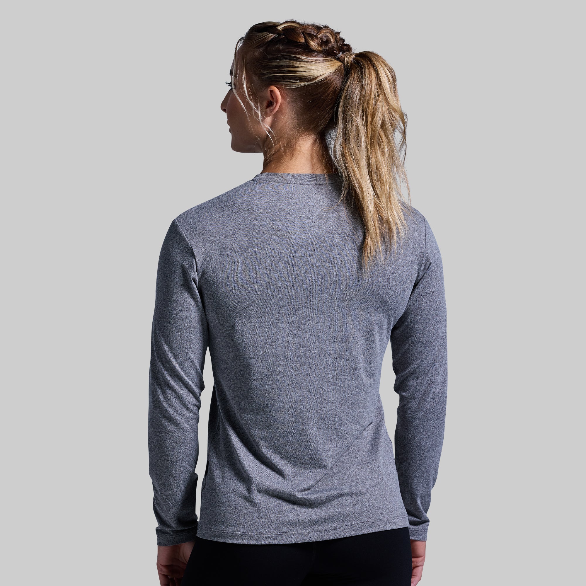 Women's BP Premium Basic Long Sleeve Crew (Heather Grey) - Image 2
