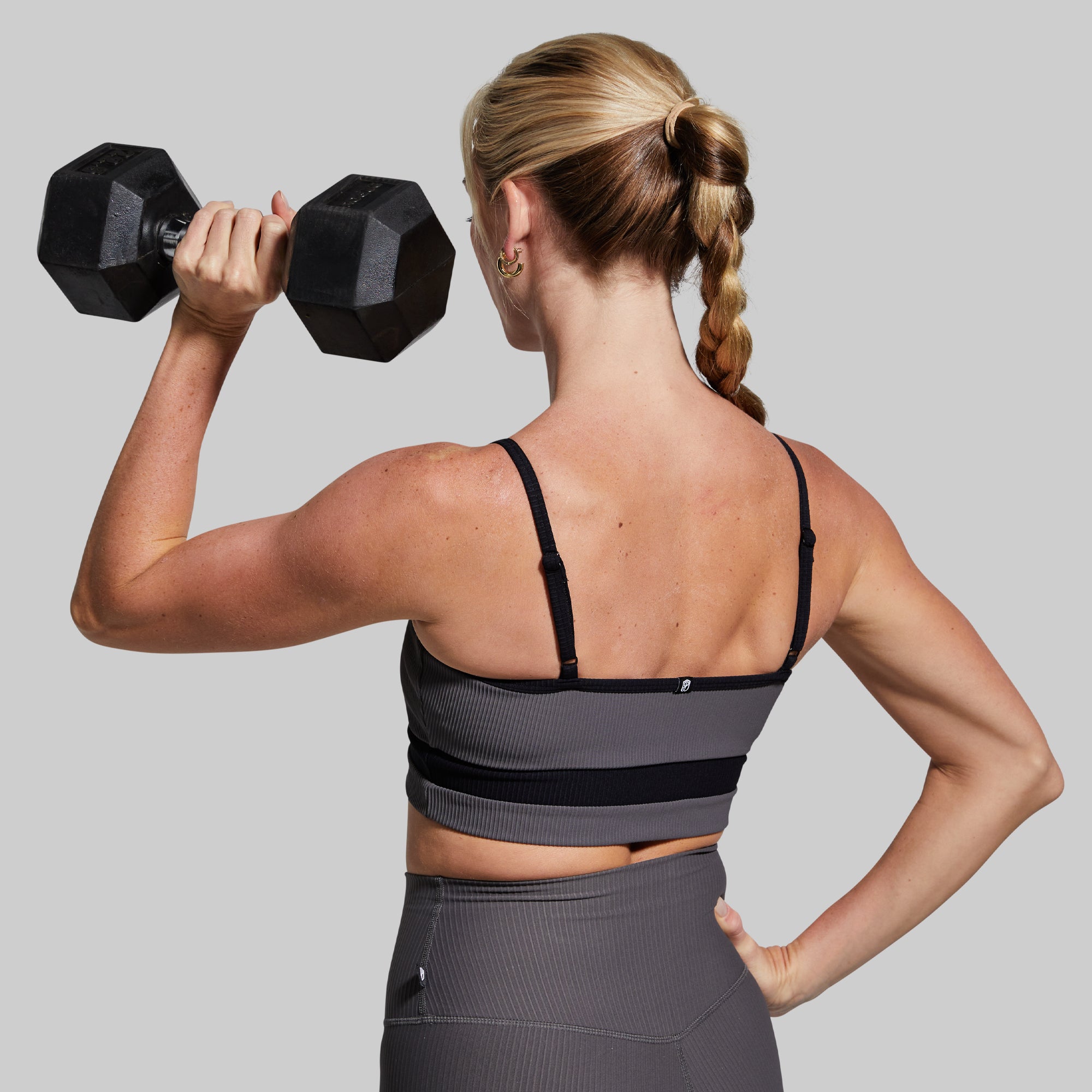 Out of Line Sports Bra (Dark Grey) - Image 2