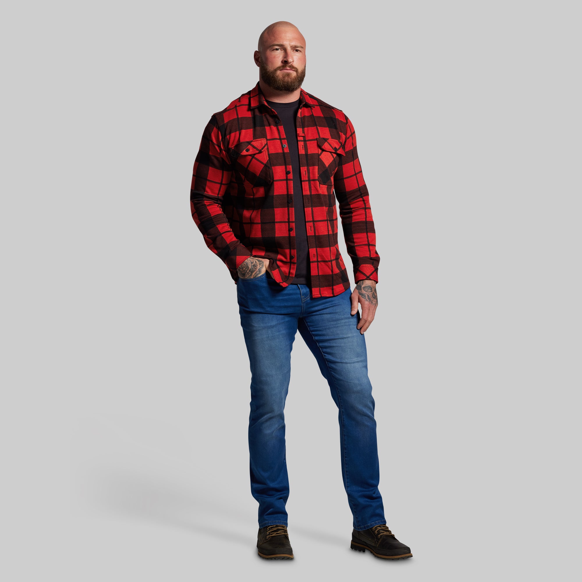 Woodsman Stretchy Flannel (Deep Red/Black) - Image 8