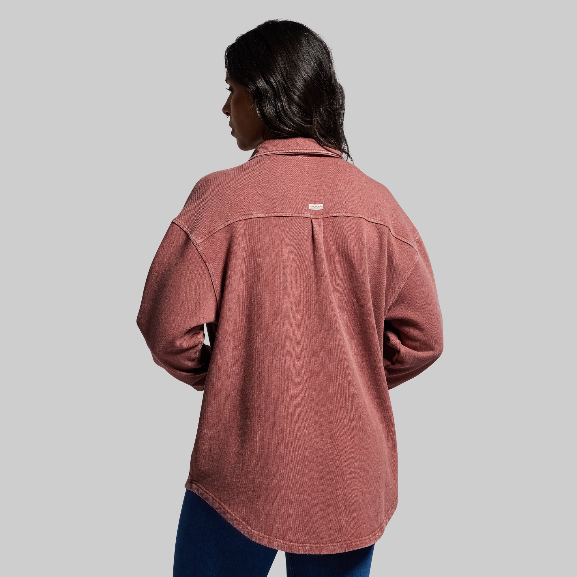 Women's Oversized Washed Button Up (Rosewood) - Image 2