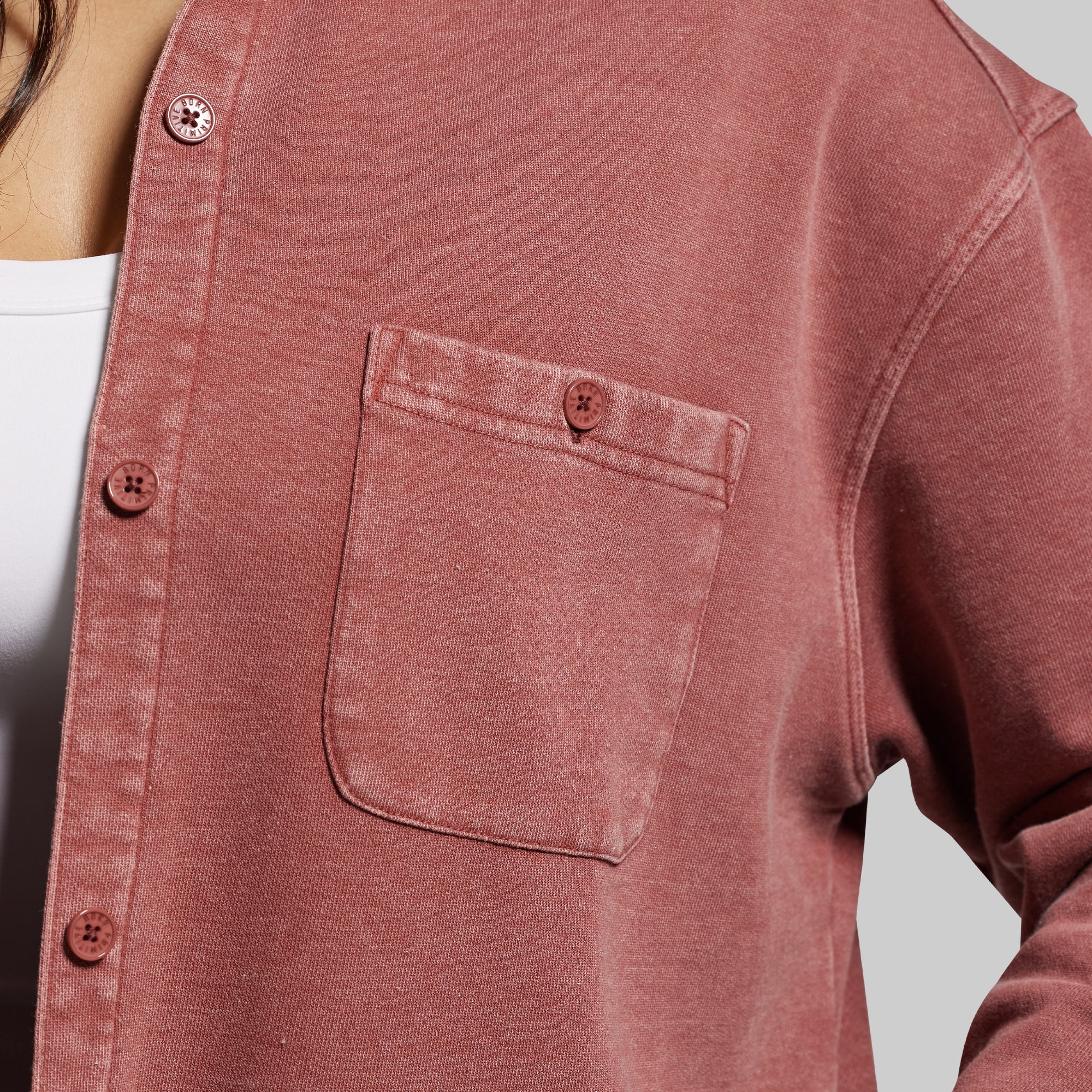 Women's Oversized Washed Button Up (Rosewood) - Image 3