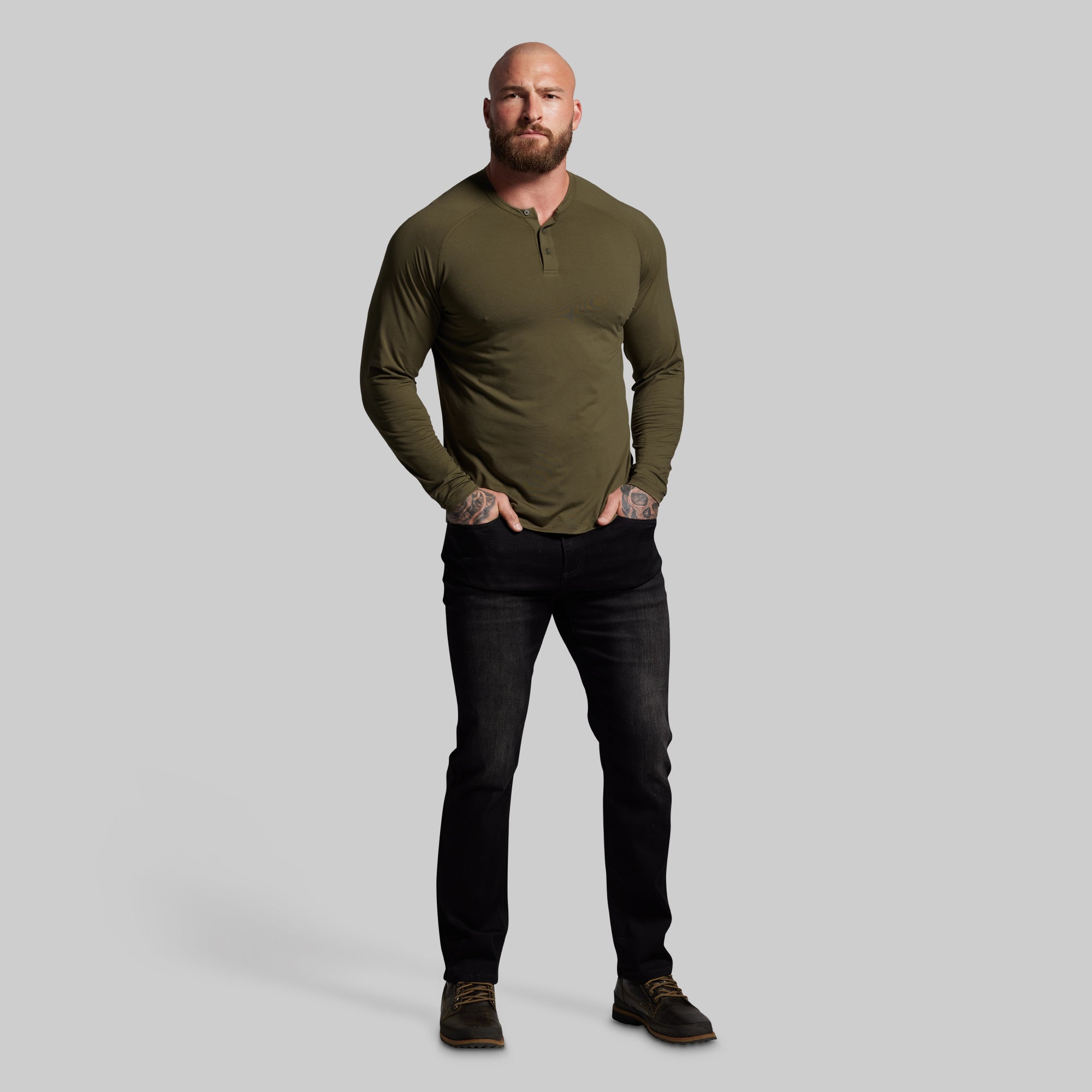 BP Premium Basic Henley (OD Green) - Image 4