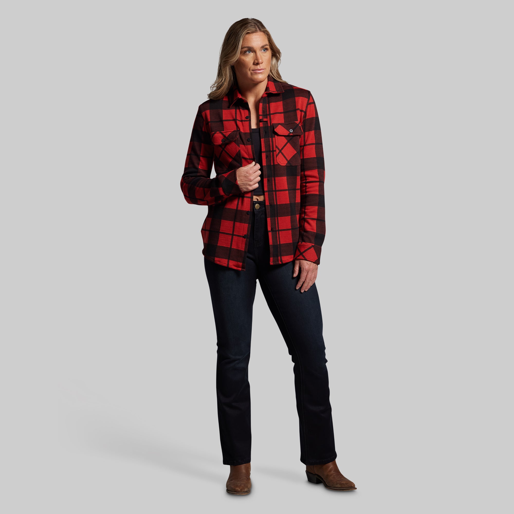 Woodsman Stretchy Flannel (Deep Red/Black) - Image 10
