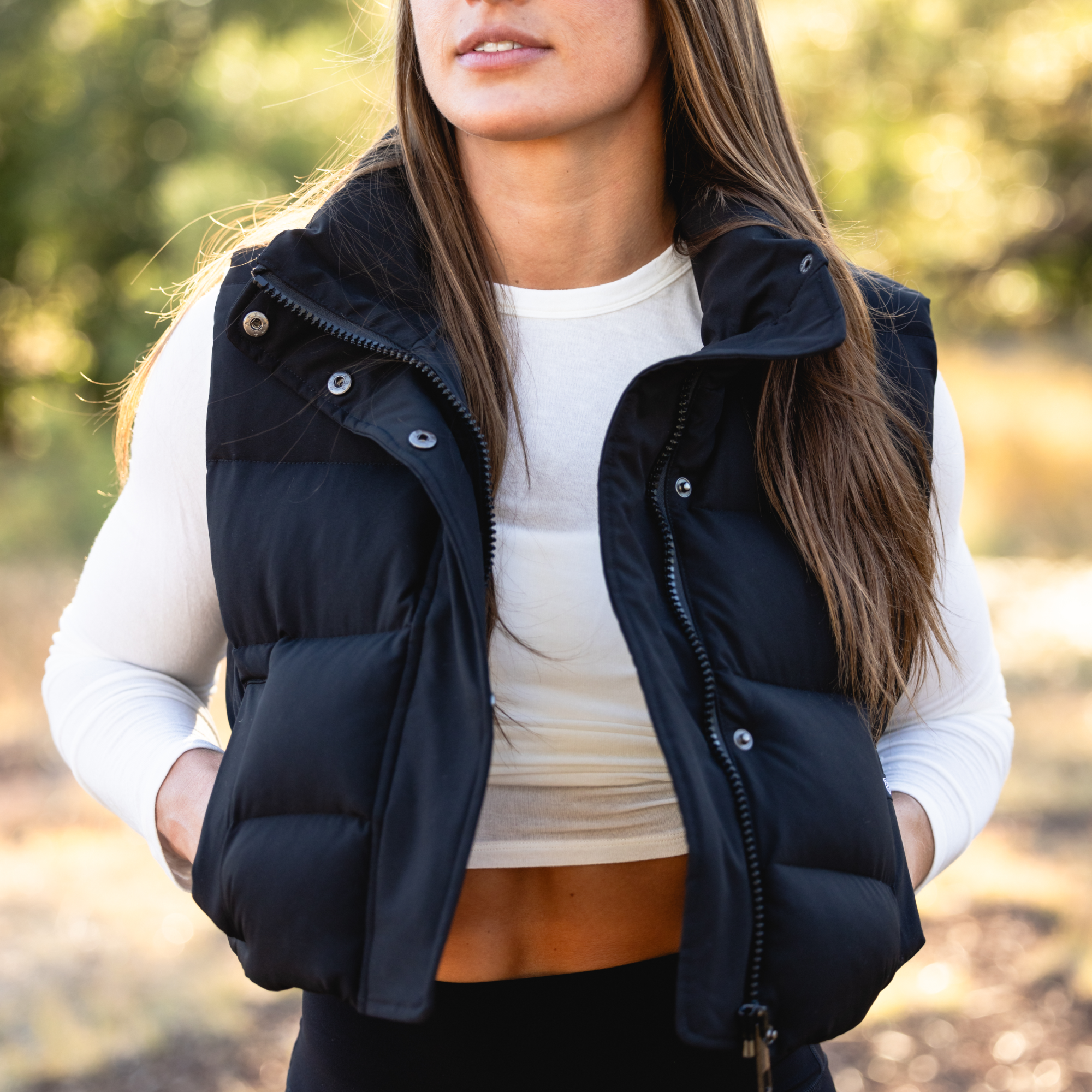 Fireside Cropped Puffer Vest (Black) - Image 2