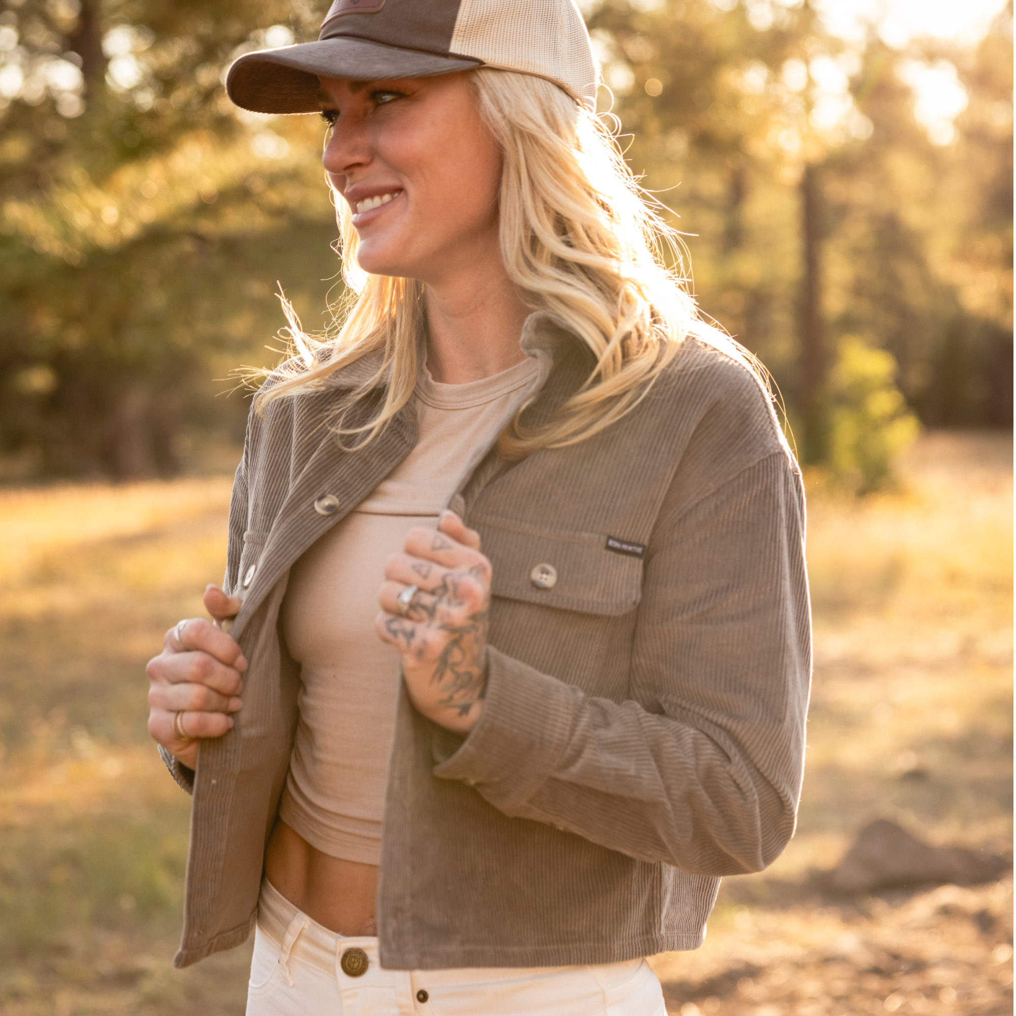 Women's Cropped Corduroy Shirt (Elephant) - Image 2