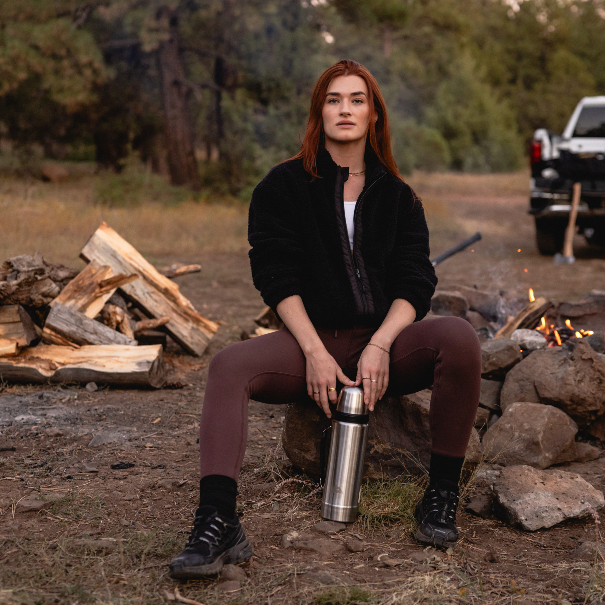 Women's Cropped Fleece Jacket (Black) - Image 2