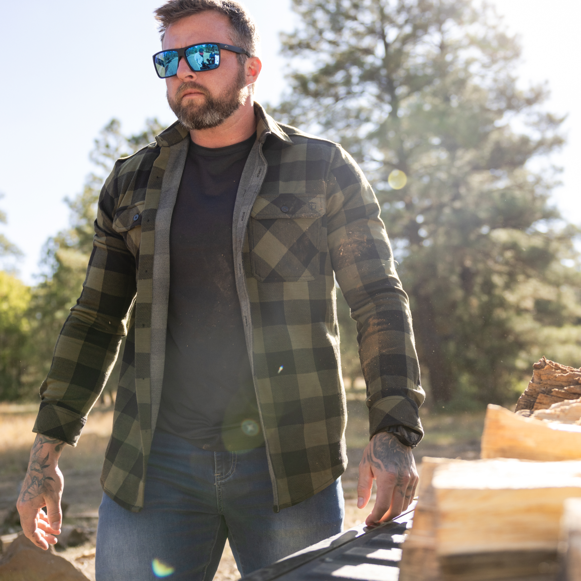 Woodsman Stretchy Flannel (Forest) - Image 2