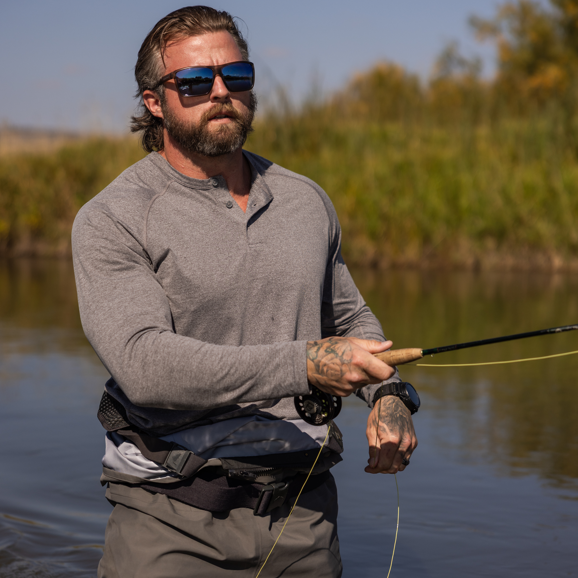 BP Premium Basic Henley (Heather Grey) - Image 2