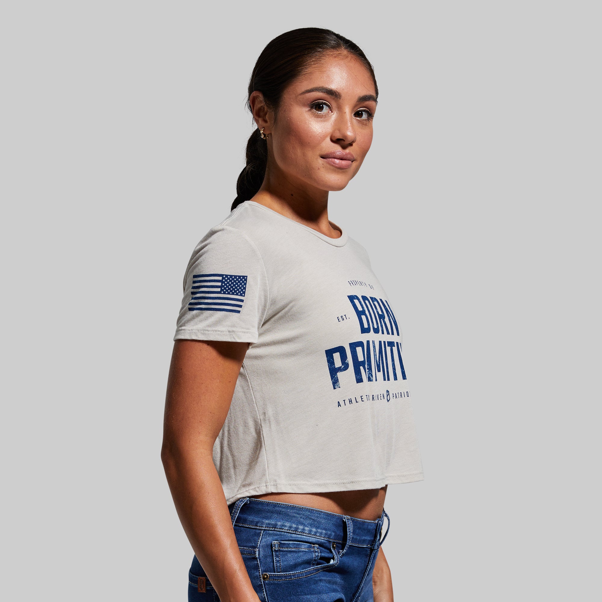 Property of Born Primitive Crop Tee (Heather Dust) - Image 2