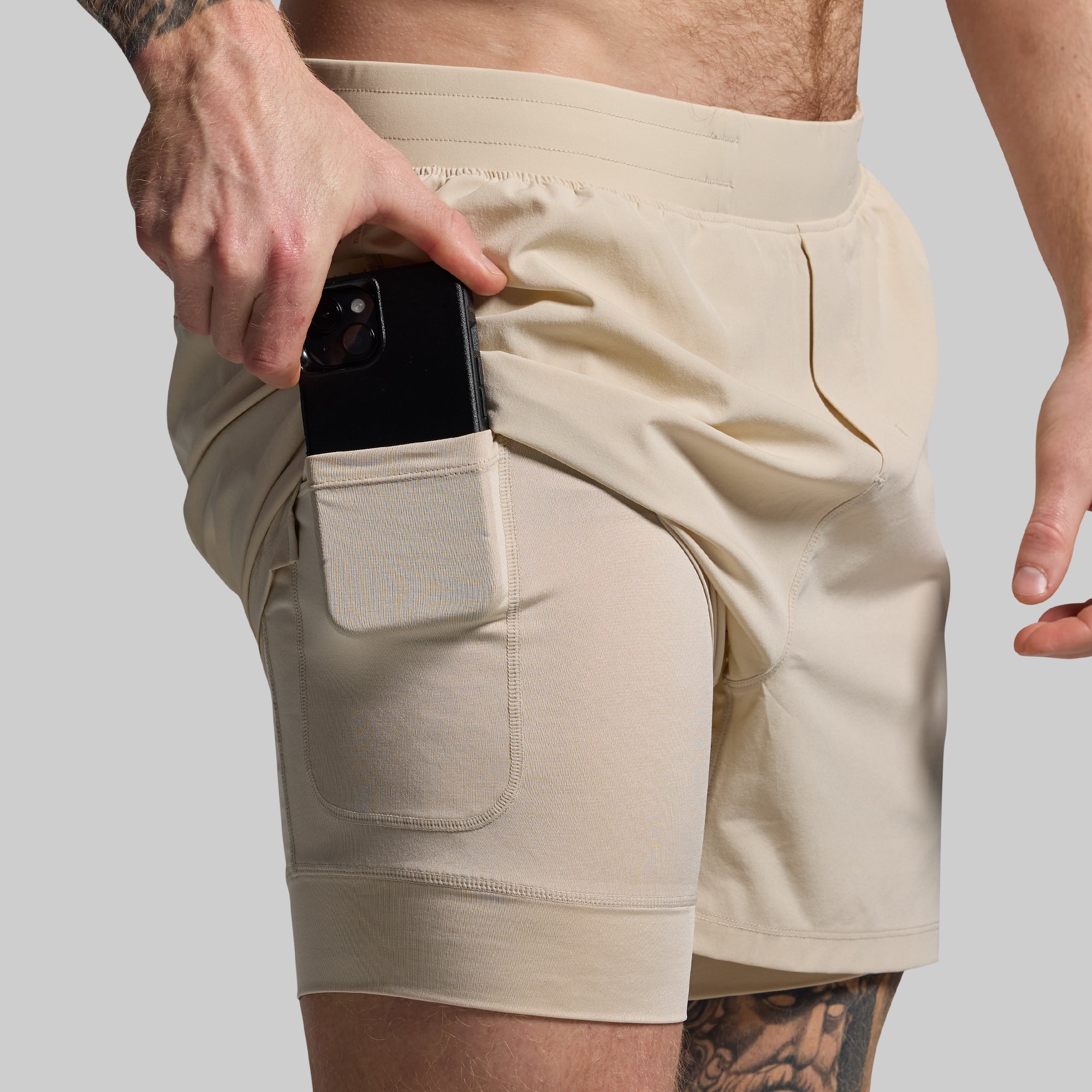 Men's Endurance Short w/ Compression (Oatmeal) - Image 5