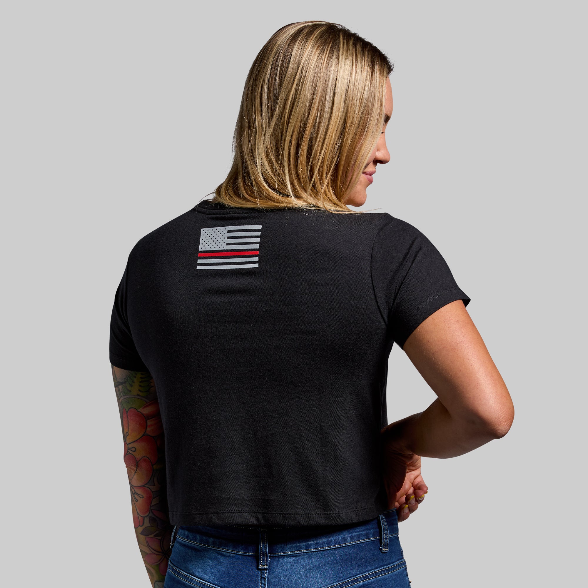 Brand Crop Tee (Thin Red Line) - Image 2