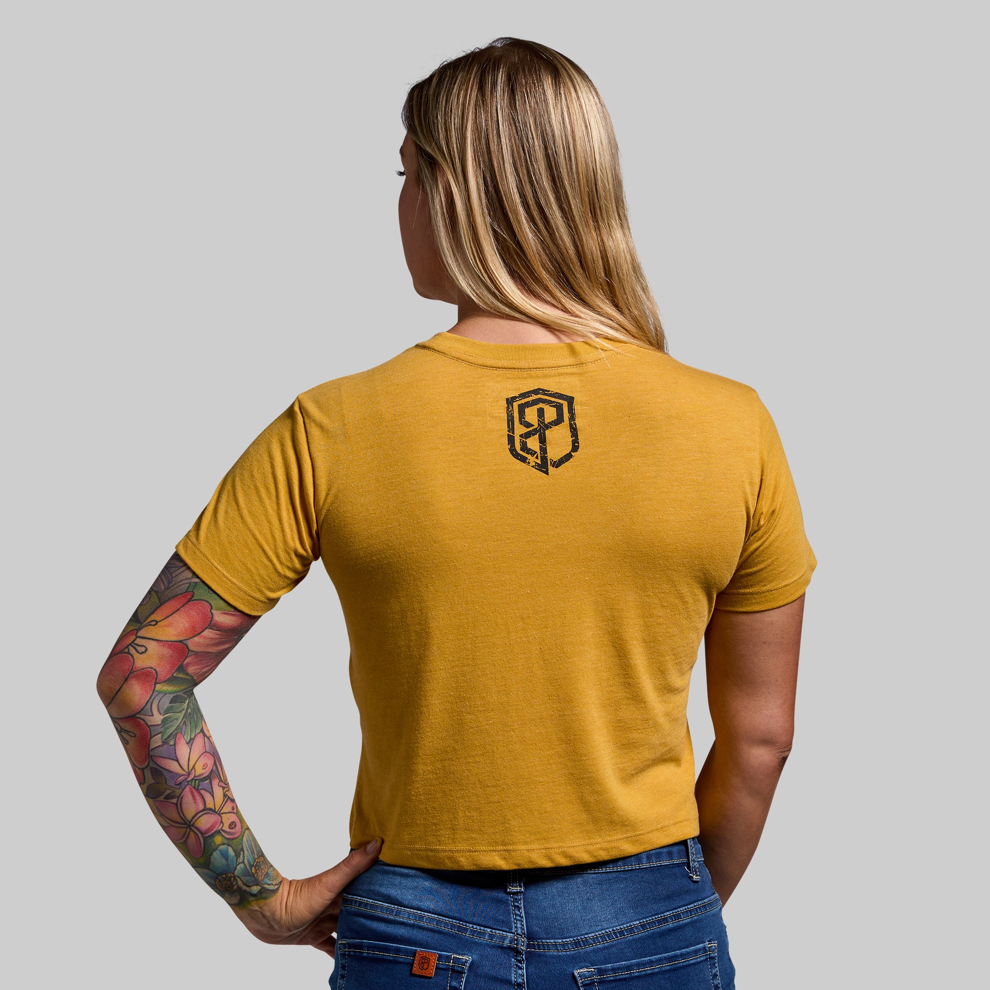 Gadsden Flag Crop Tee (Mustard) - Image 2