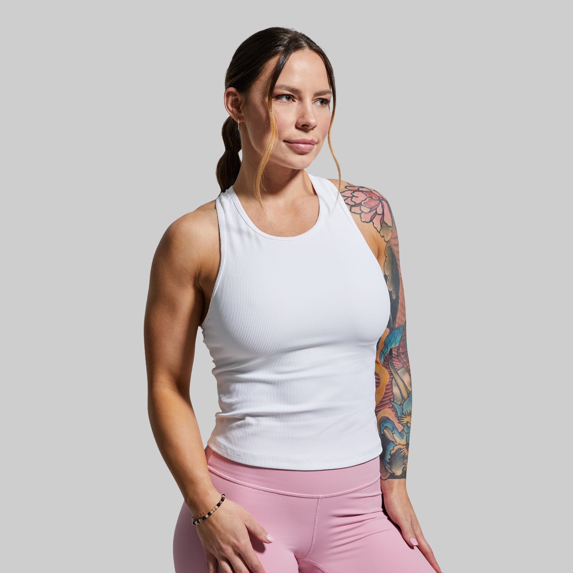 Perfect Ribbed Tank (White) - Image 2