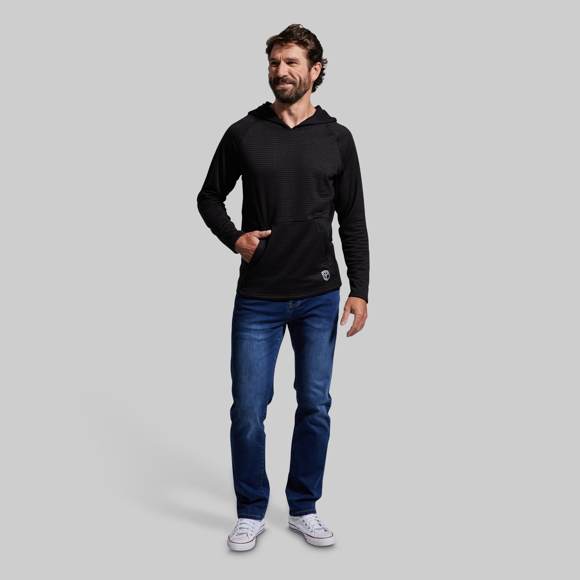 Grid Fleece Hoodie (Black) - Image 7