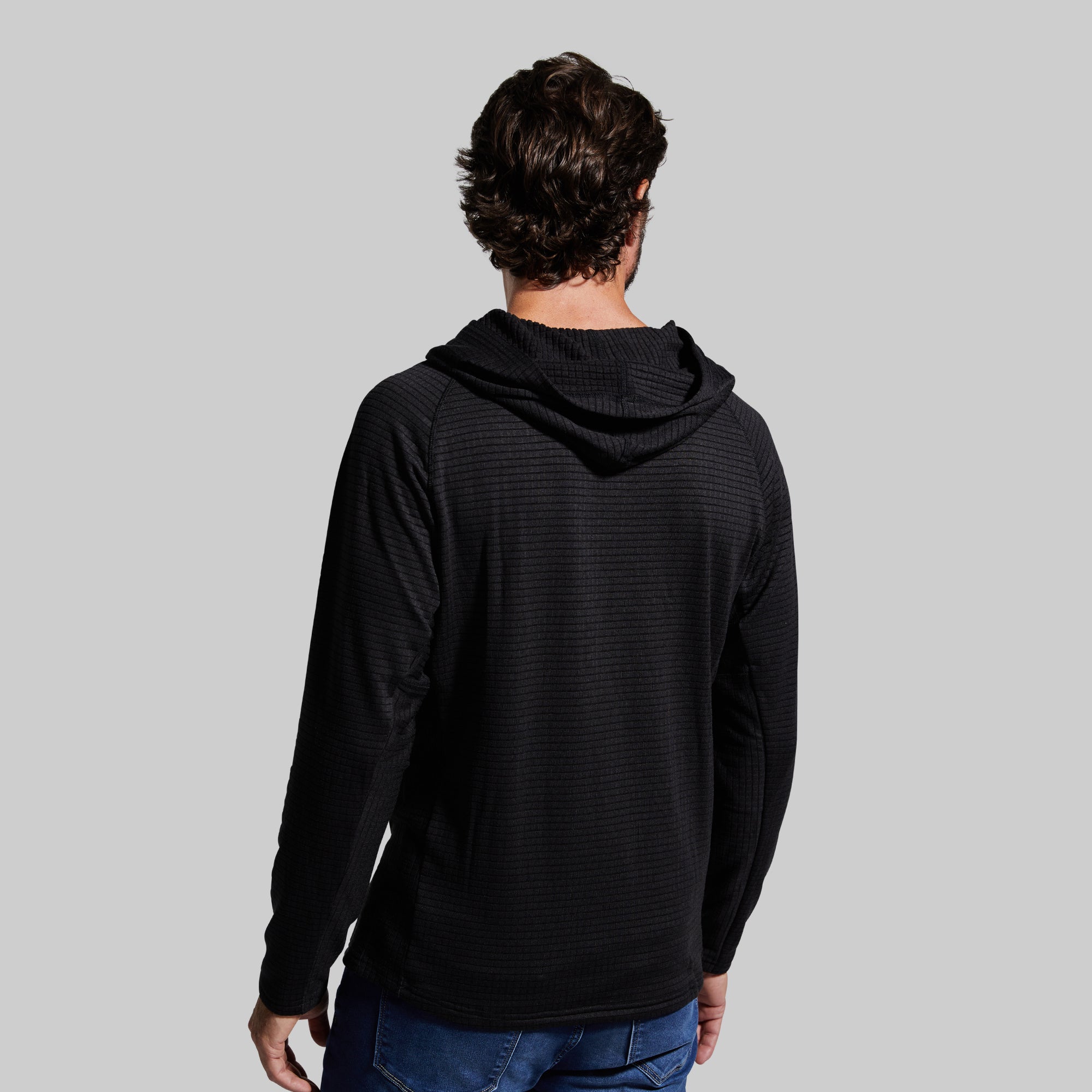 Grid Fleece Hoodie (Black) - Image 2