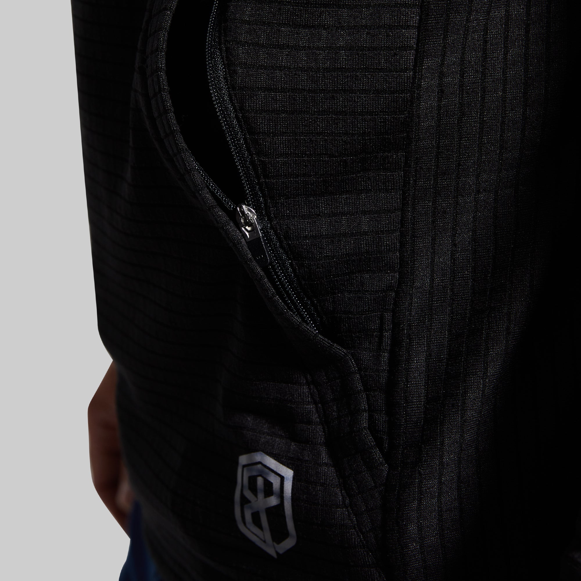 Grid Fleece Hoodie (Black) - Image 5