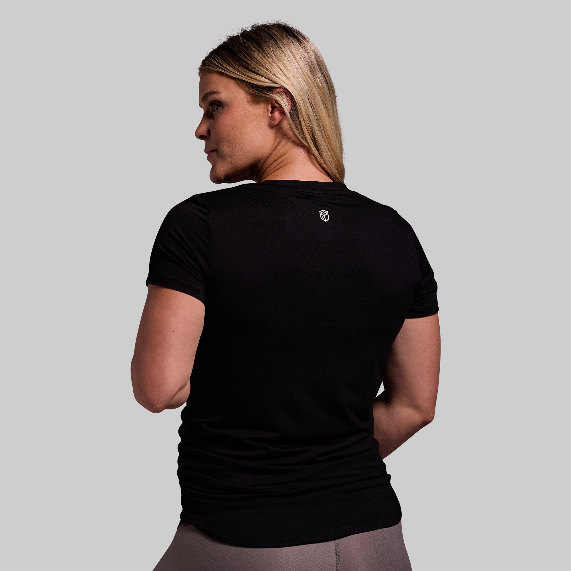 Maternity Athleisure Short Sleeve V-Neck (Black) - Image 2