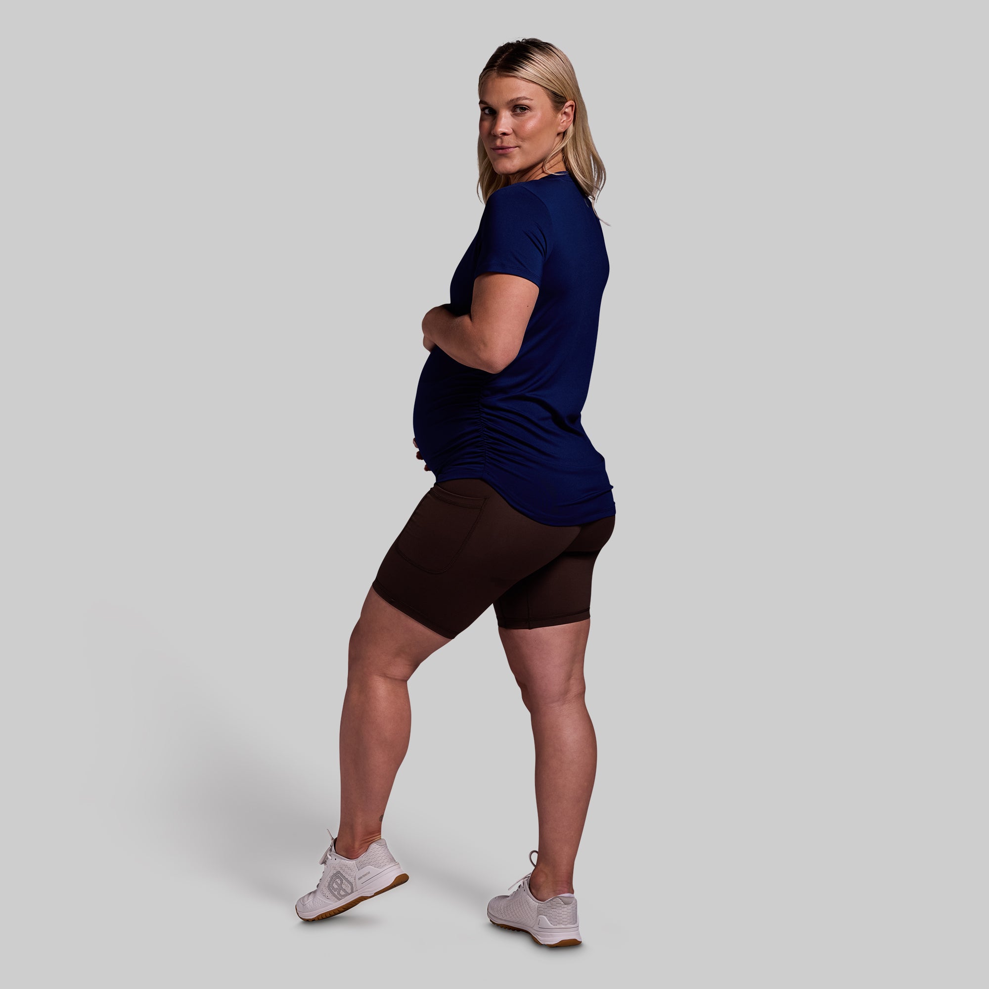 Maternity Athleisure Short Sleeve V-Neck (Blue Depths) - Image 6
