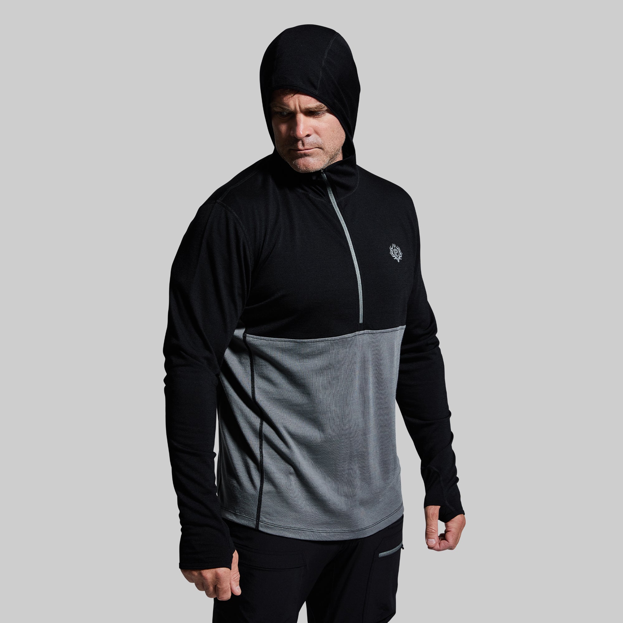 Men's Ridgeline Half Zip Hoodie (Black) - Image 3