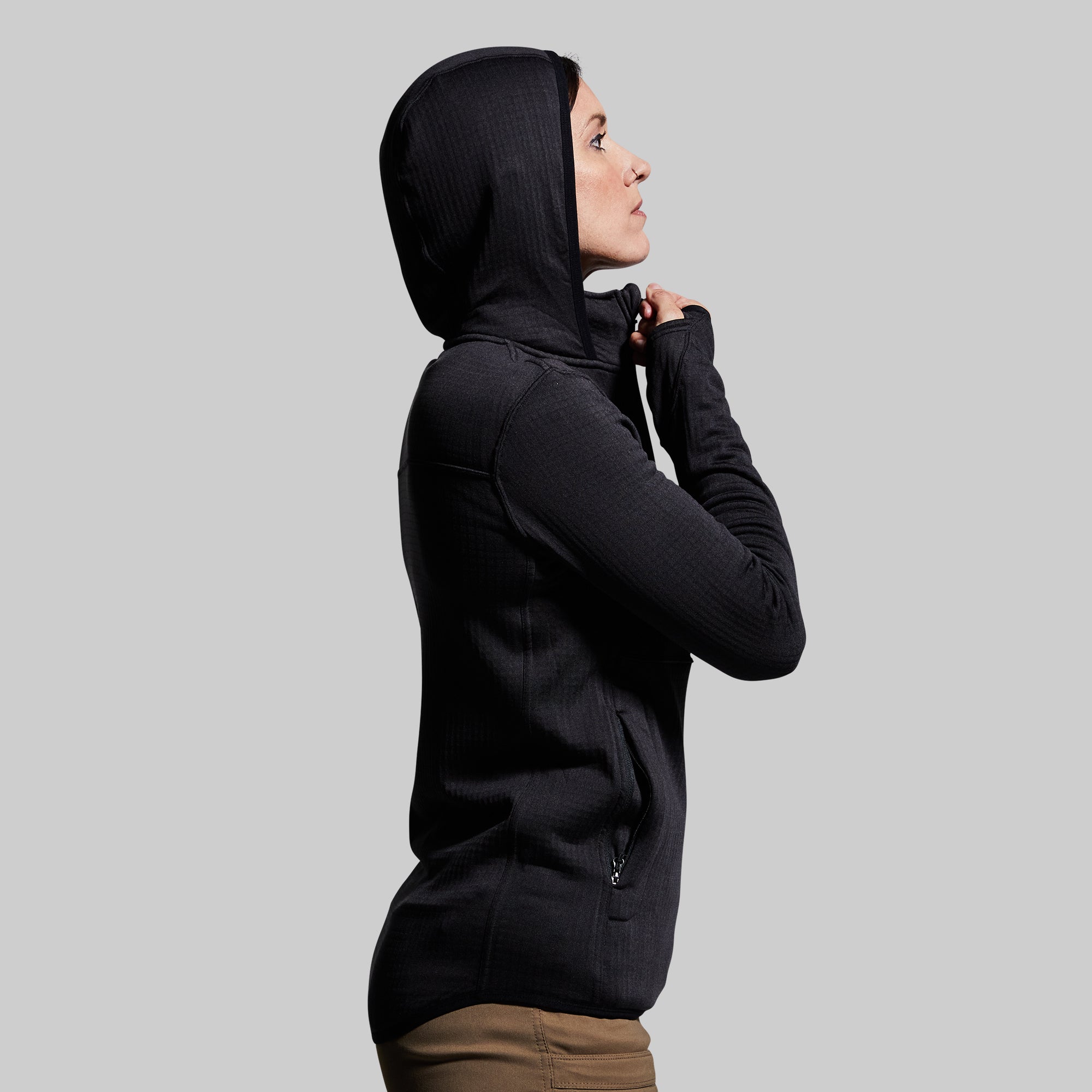 Women's Quiver Half Zip Hoodie (Black) - Image 7