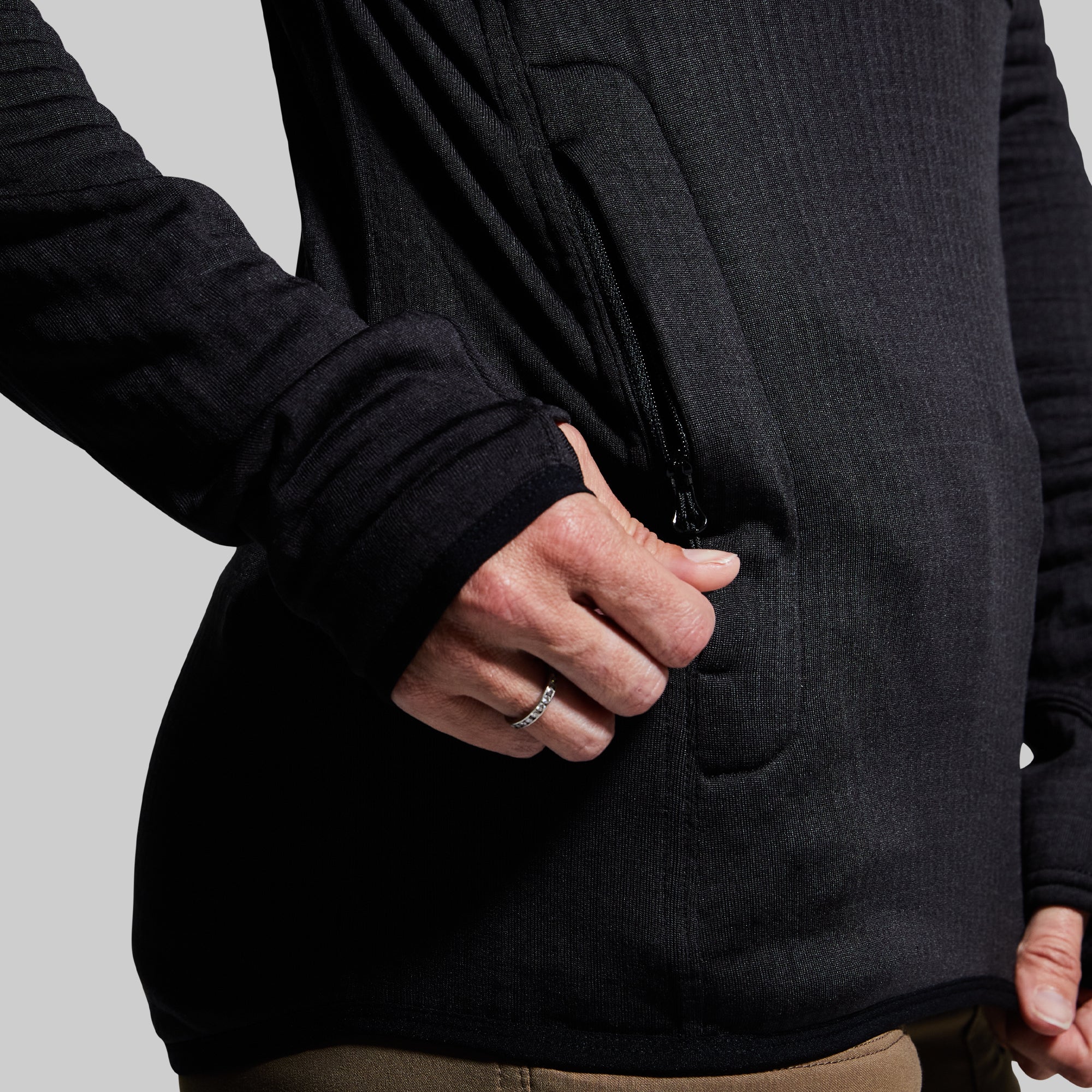 Women's Quiver Half Zip Hoodie (Black) - Image 6