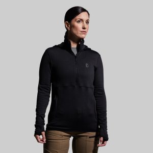 Women's Quiver Half Zip Hoodie (Black)