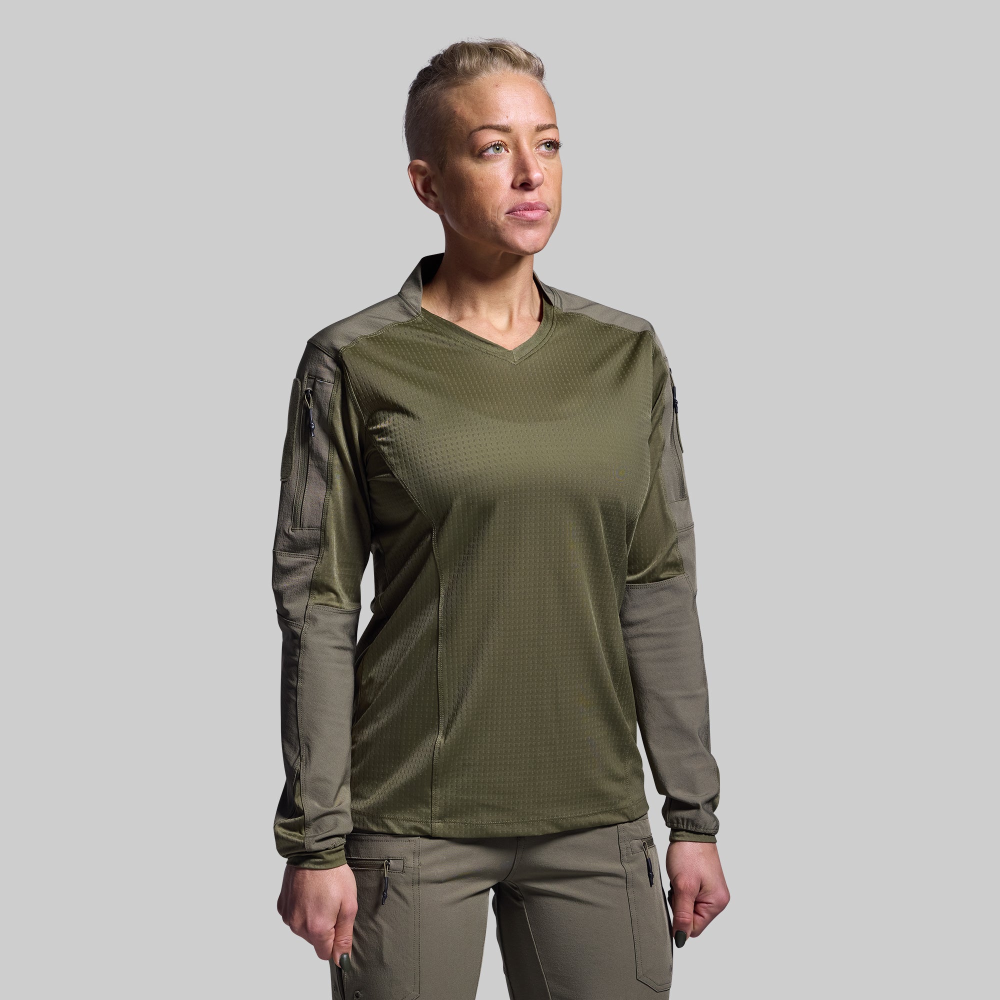 Women's Long Sleeve Op Top Pro (OD Green) - Image 7