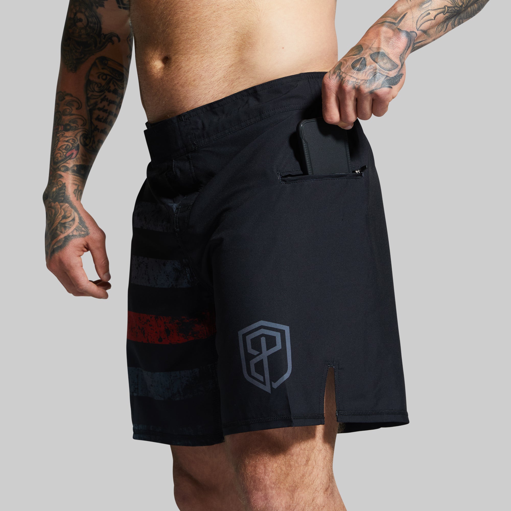 American Defender Short Velcro 3.0 (Thin Red Line Gunmetal) - Image 5