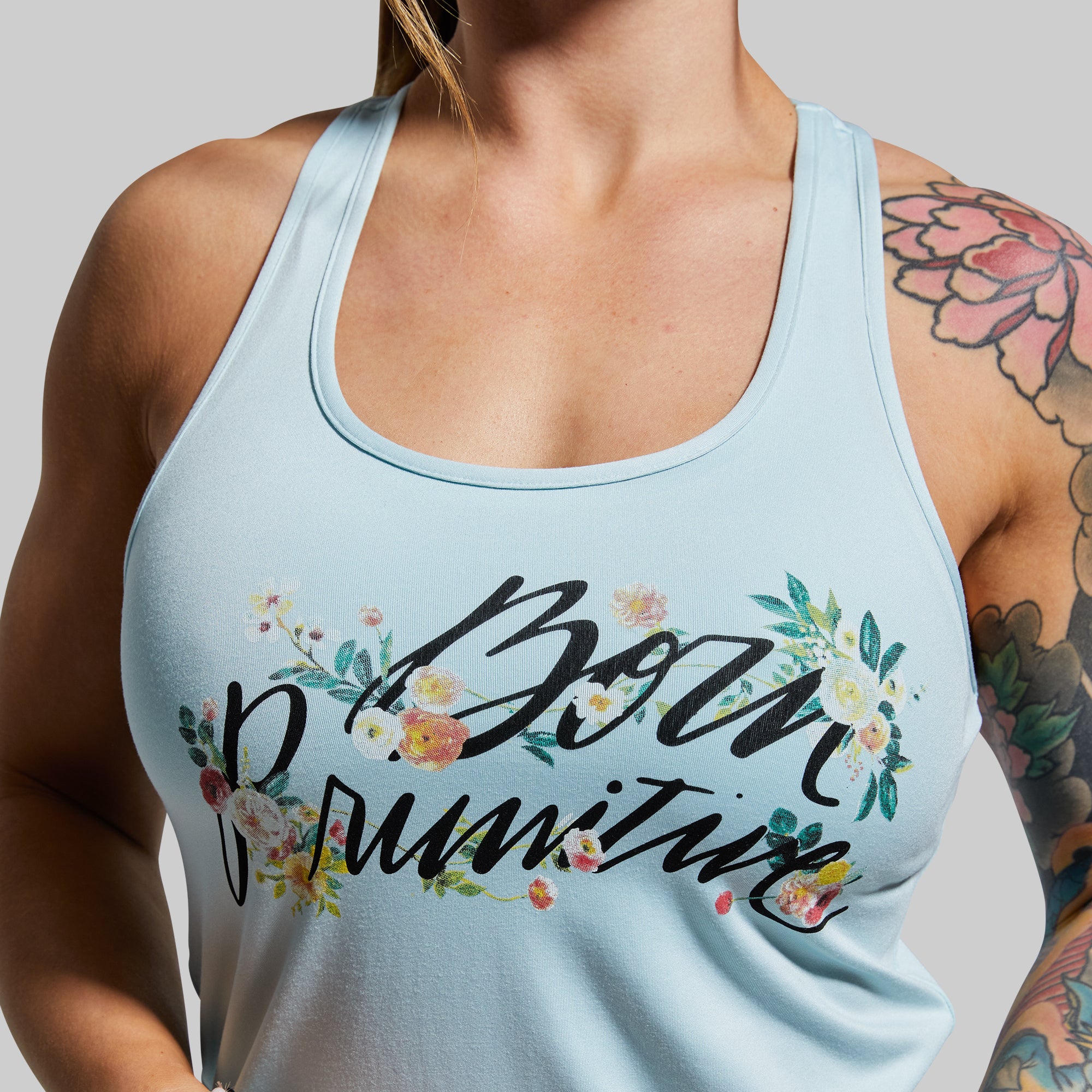 Floral Calligraphy Staple Tank (Sky Blue) - Image 4