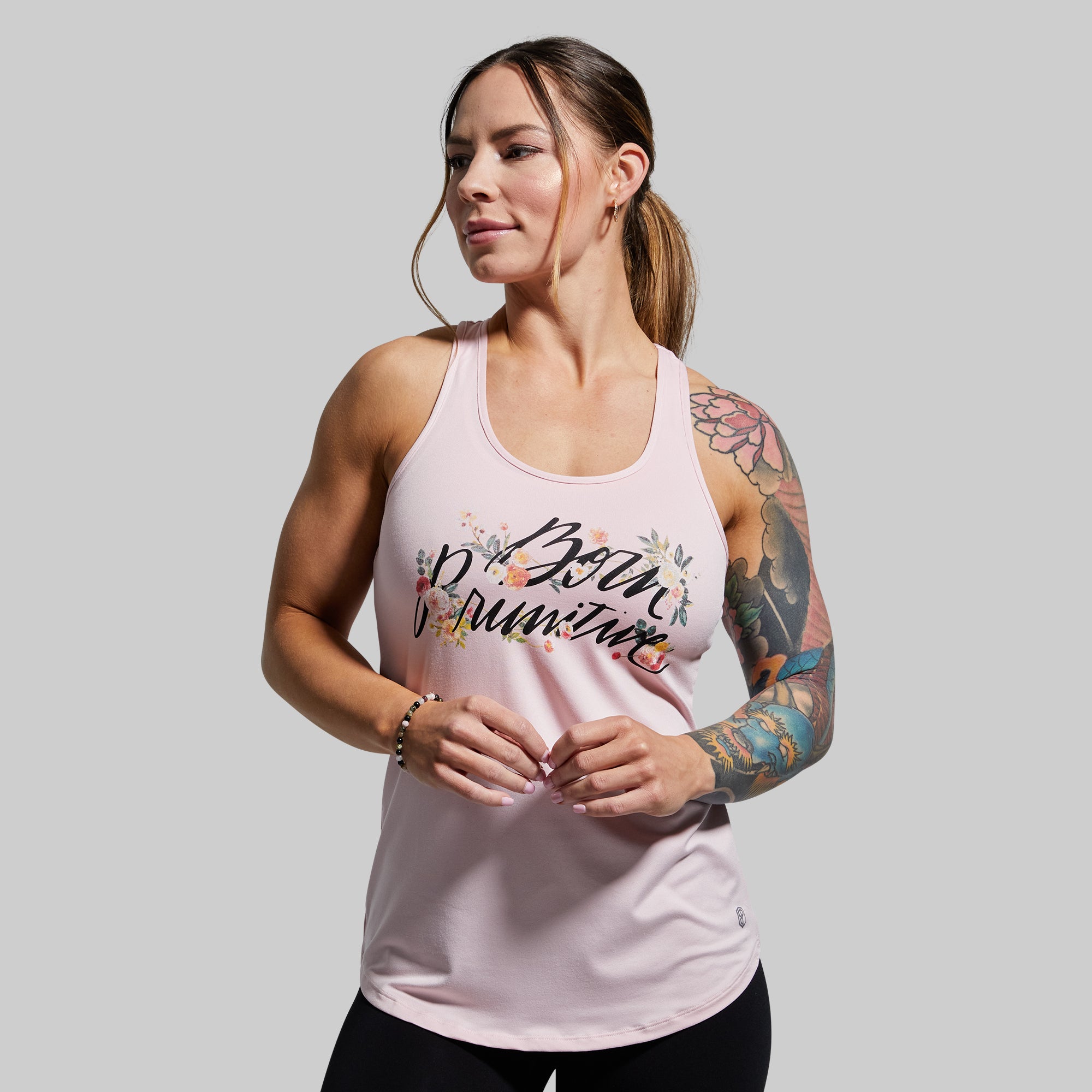 Floral Calligraphy Staple Tank (Cherry Blossom)