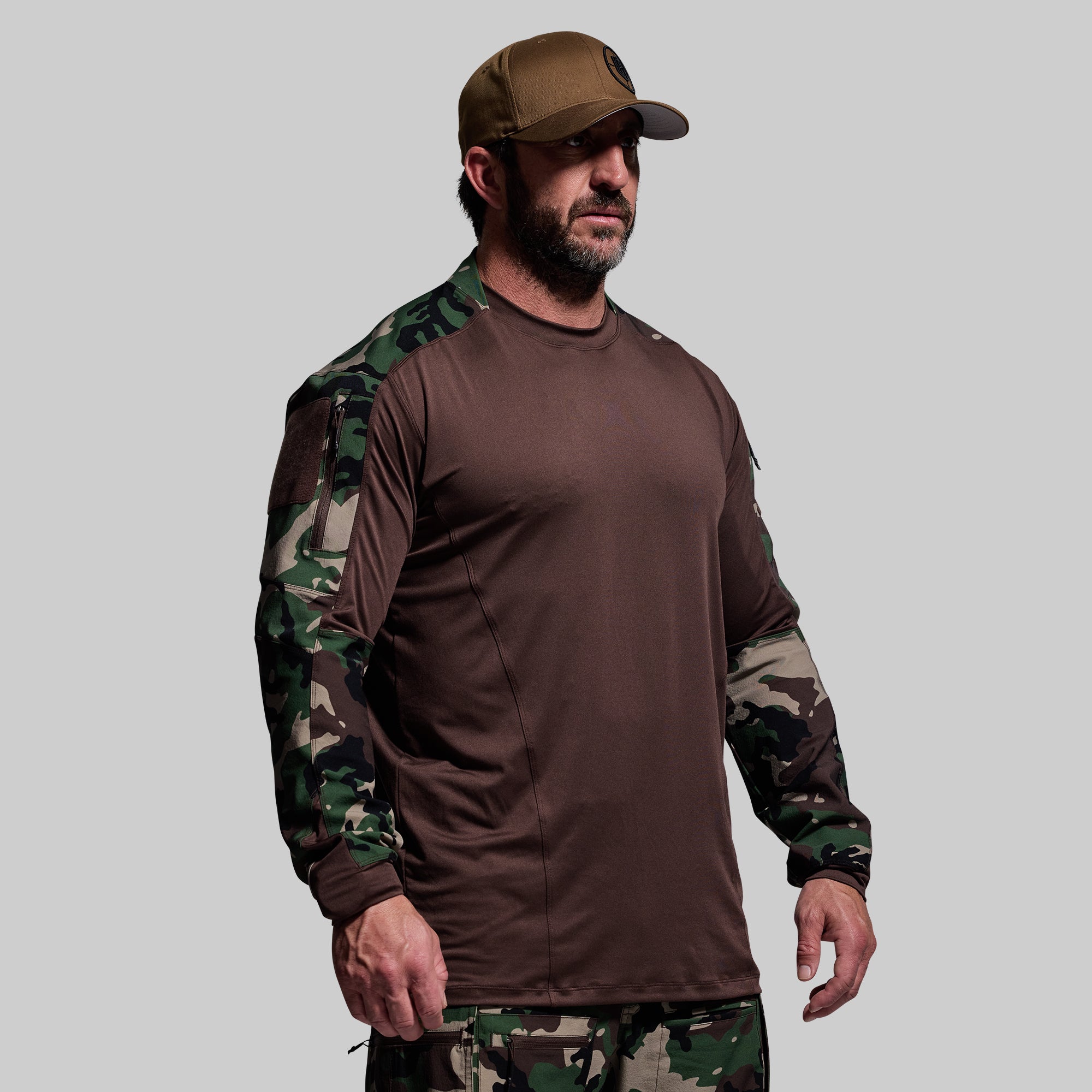 Long Sleeve Op Top (Brown/Woodland)