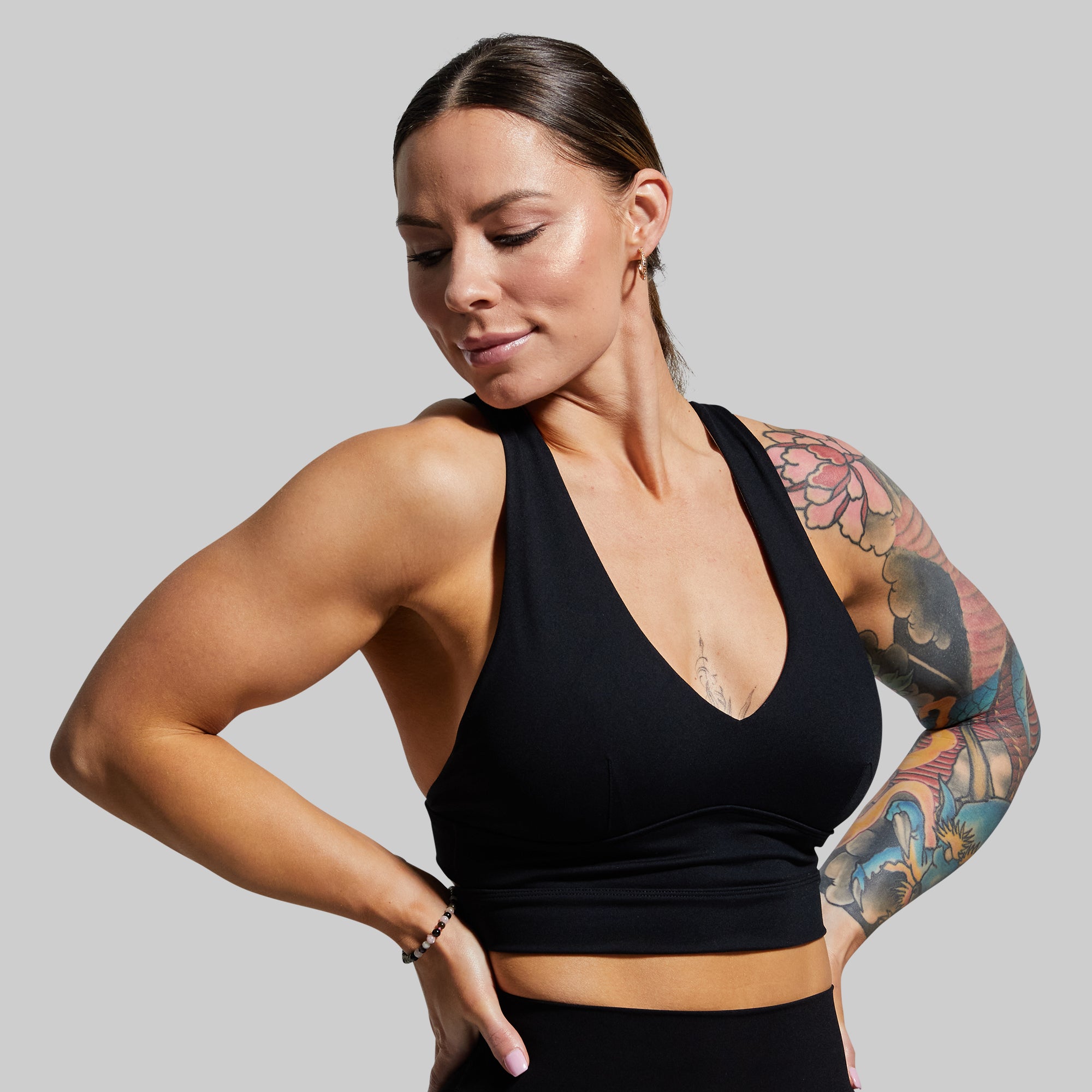 Double Cross Sports Bra (Black) - Image 2