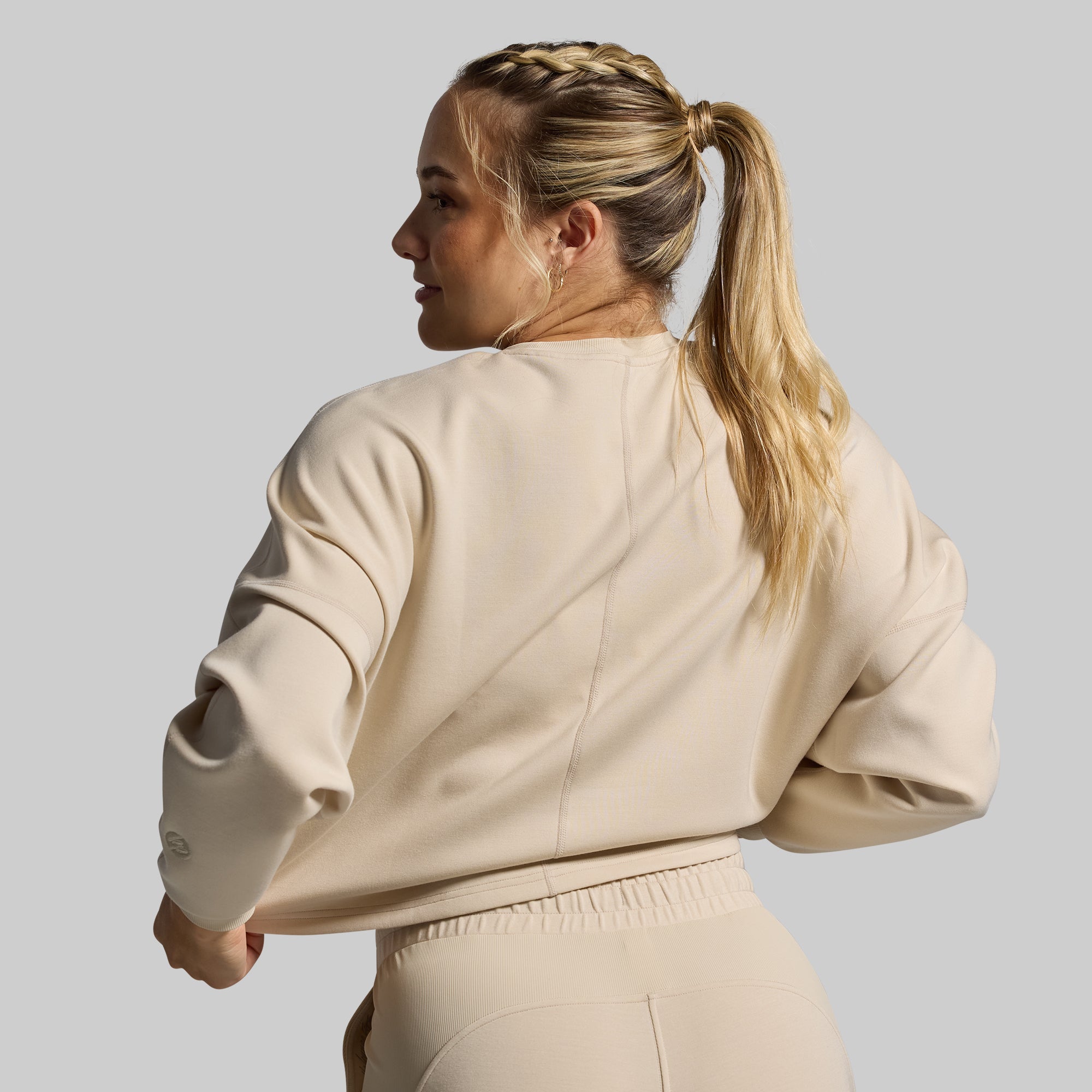 Lounge Lux Cropped Pullover (Oatmeal) - Image 2