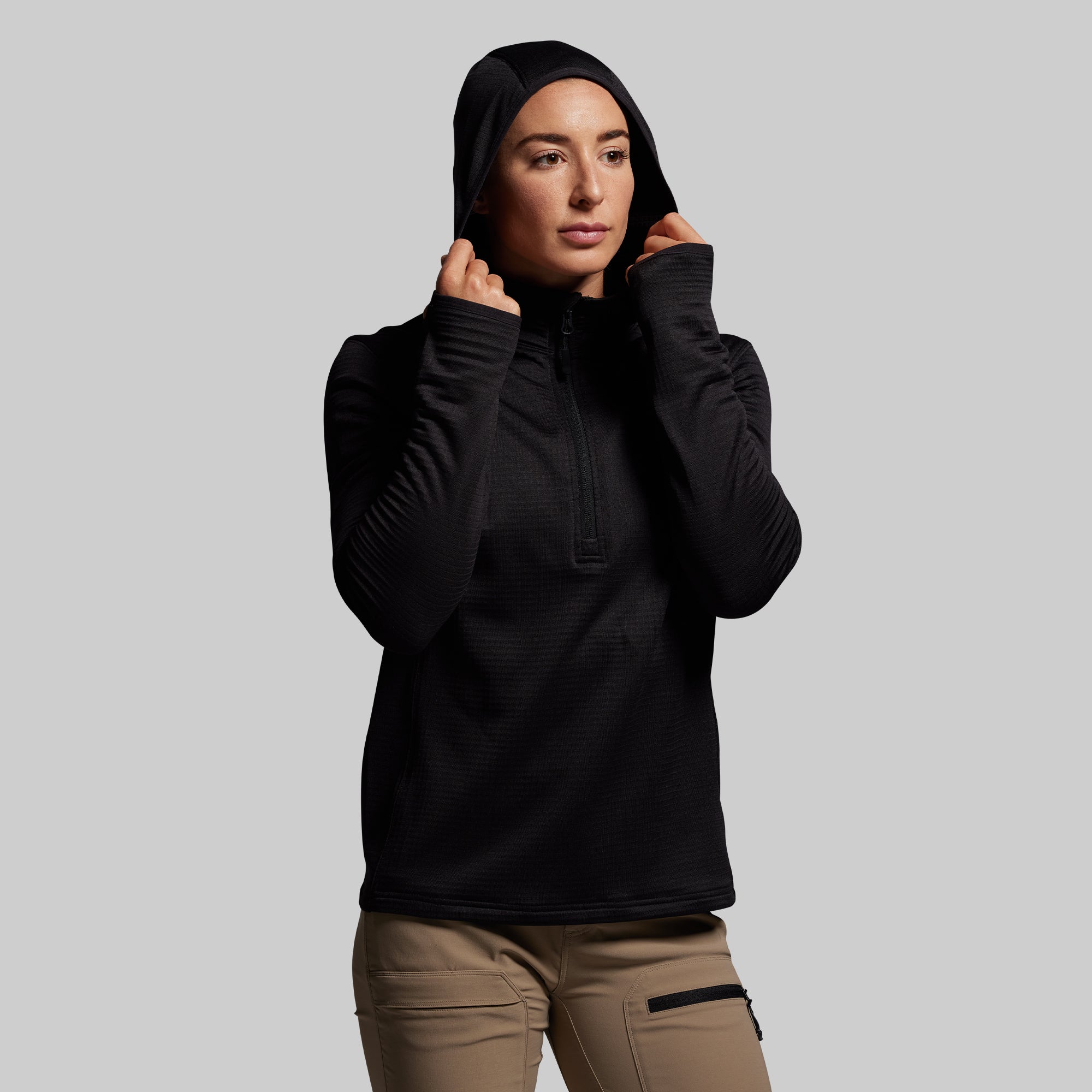 Women's Quiver Half Zip Hoodie 2.0 (Black) - Image 6