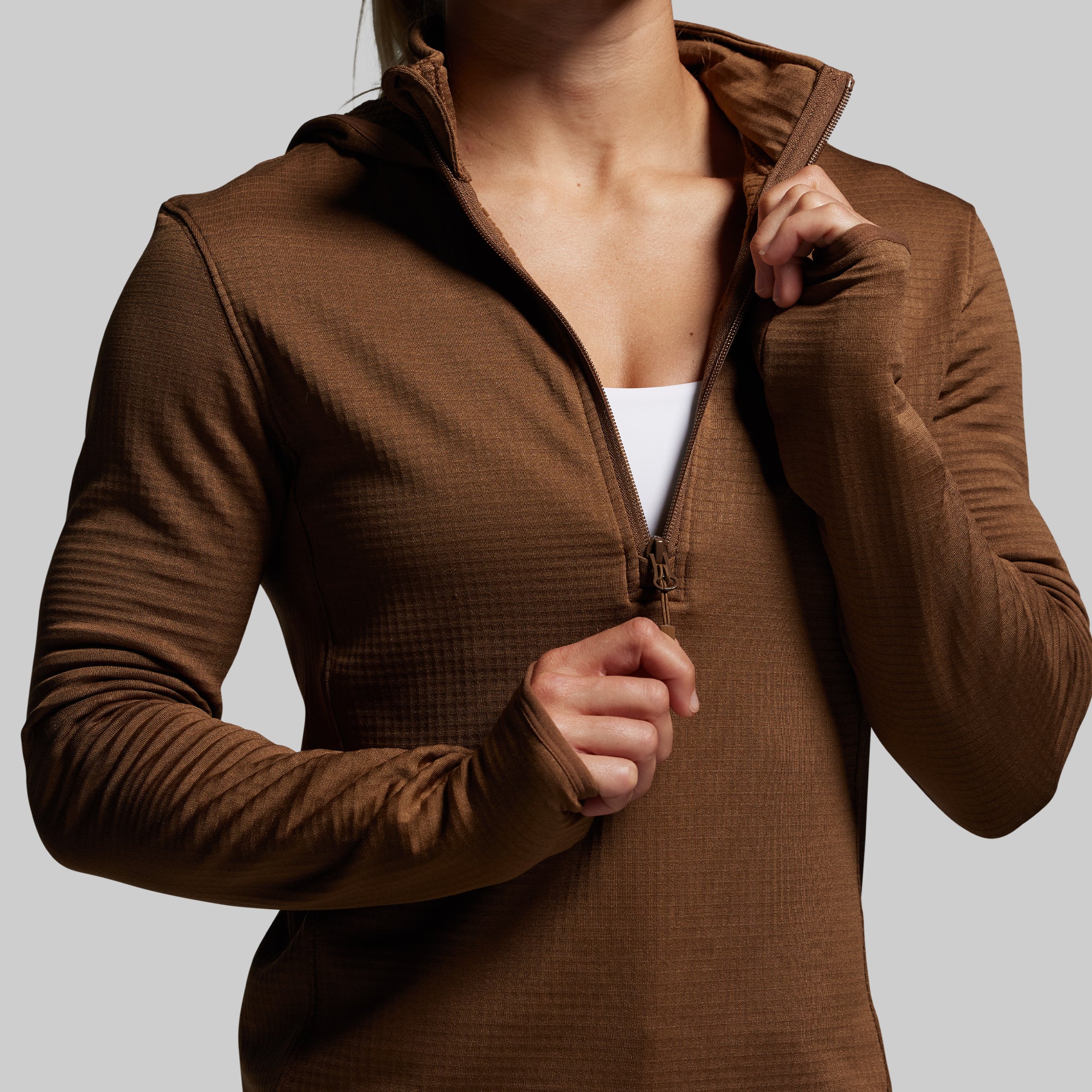 Women's Quiver Half Zip Hoodie 2.0 (Coyote Brown) - Image 9