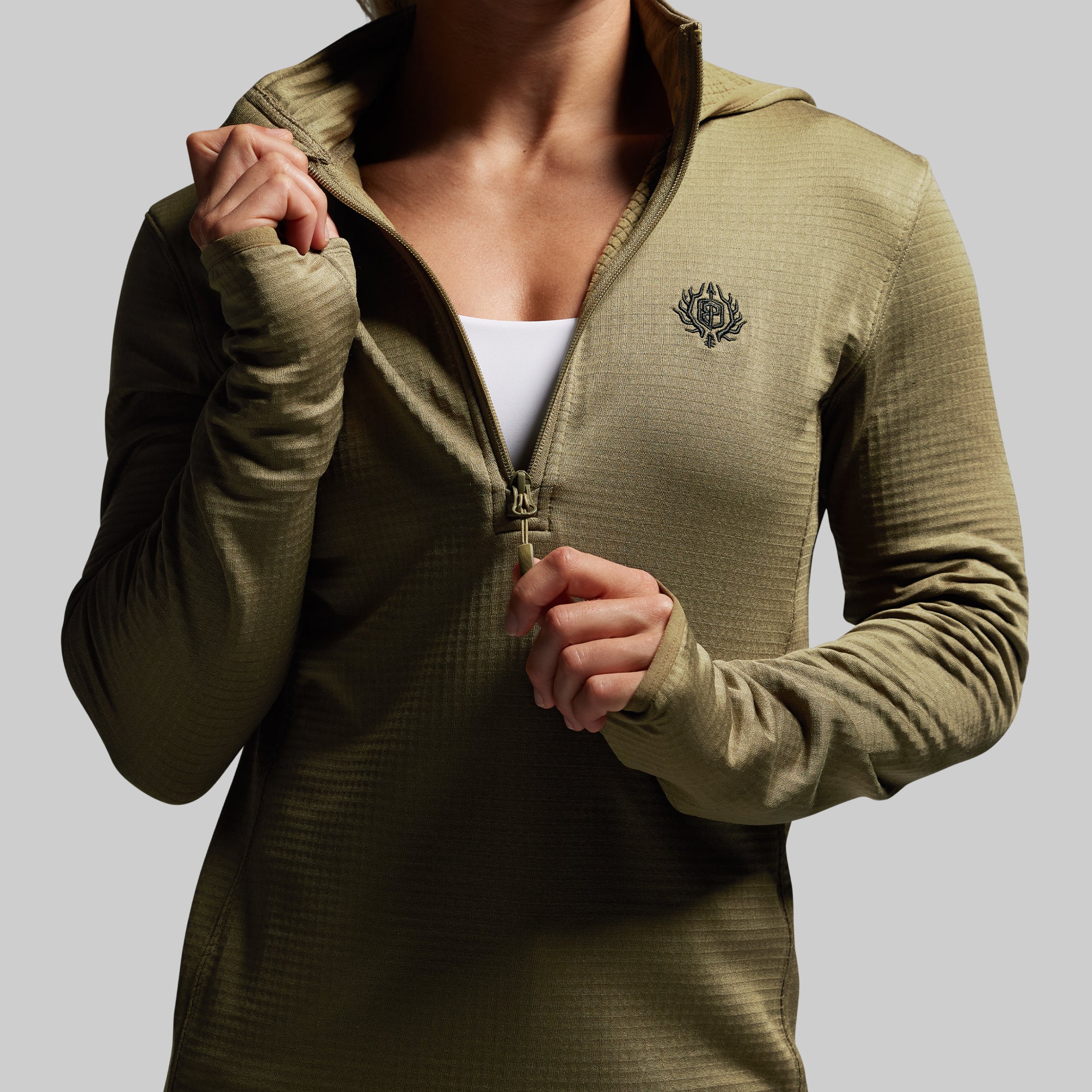 Women's Quiver Half Zip Hoodie 2.0 (OD Green) - Image 9