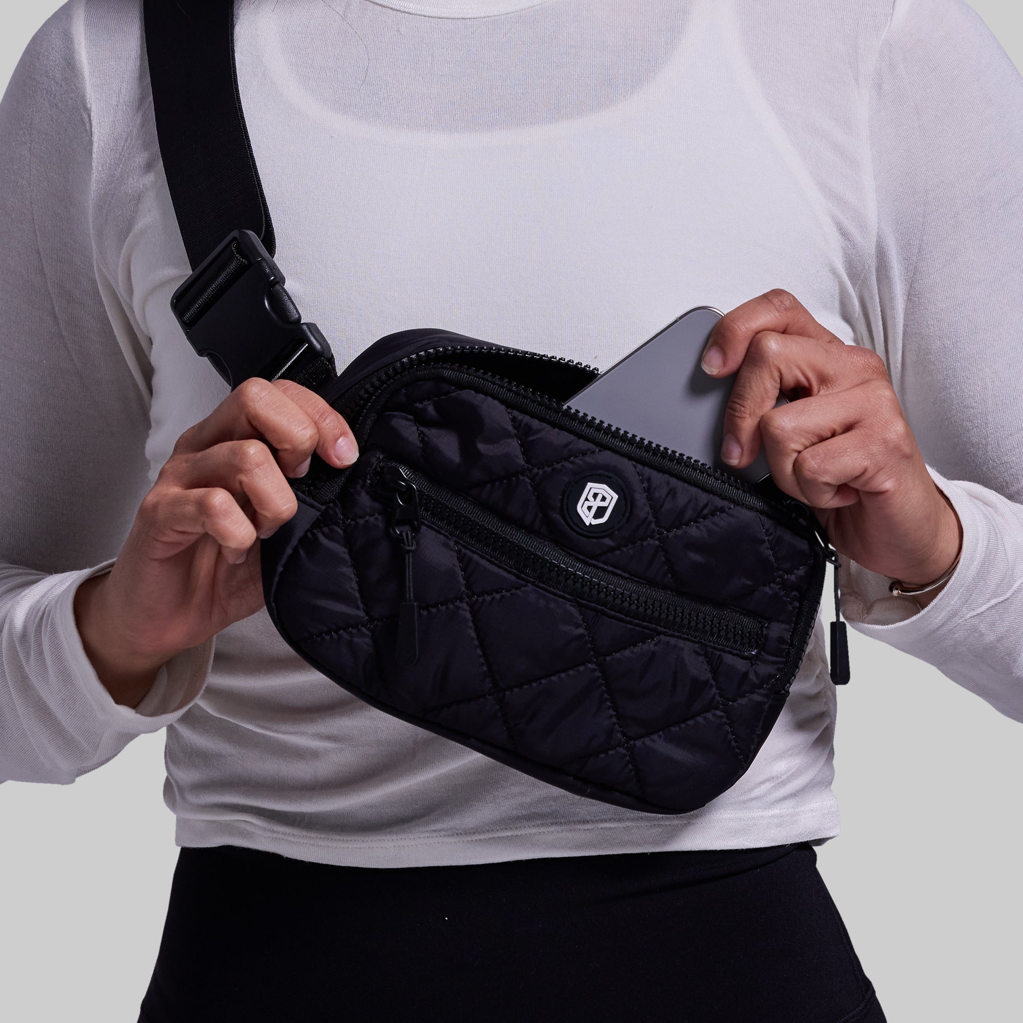 Adventure Awaits Quilted Belt Bag (Black) - Image 7