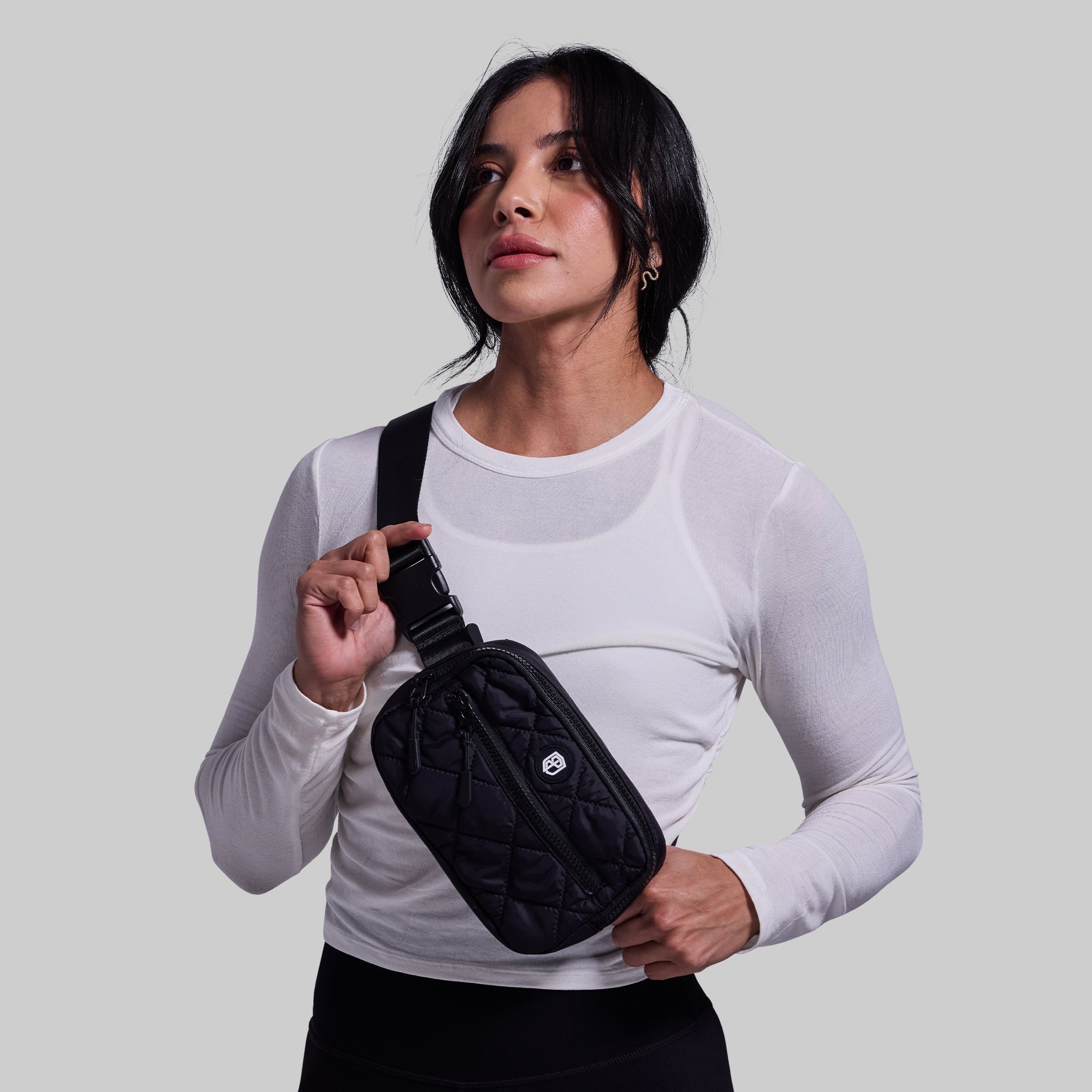 Adventure Awaits Quilted Belt Bag (Black) - Image 3