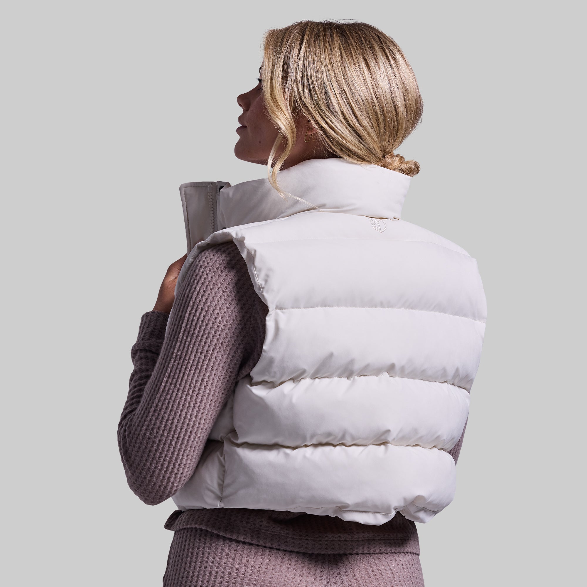 Fireside Cropped Puffer Vest (Ivory) - Image 3