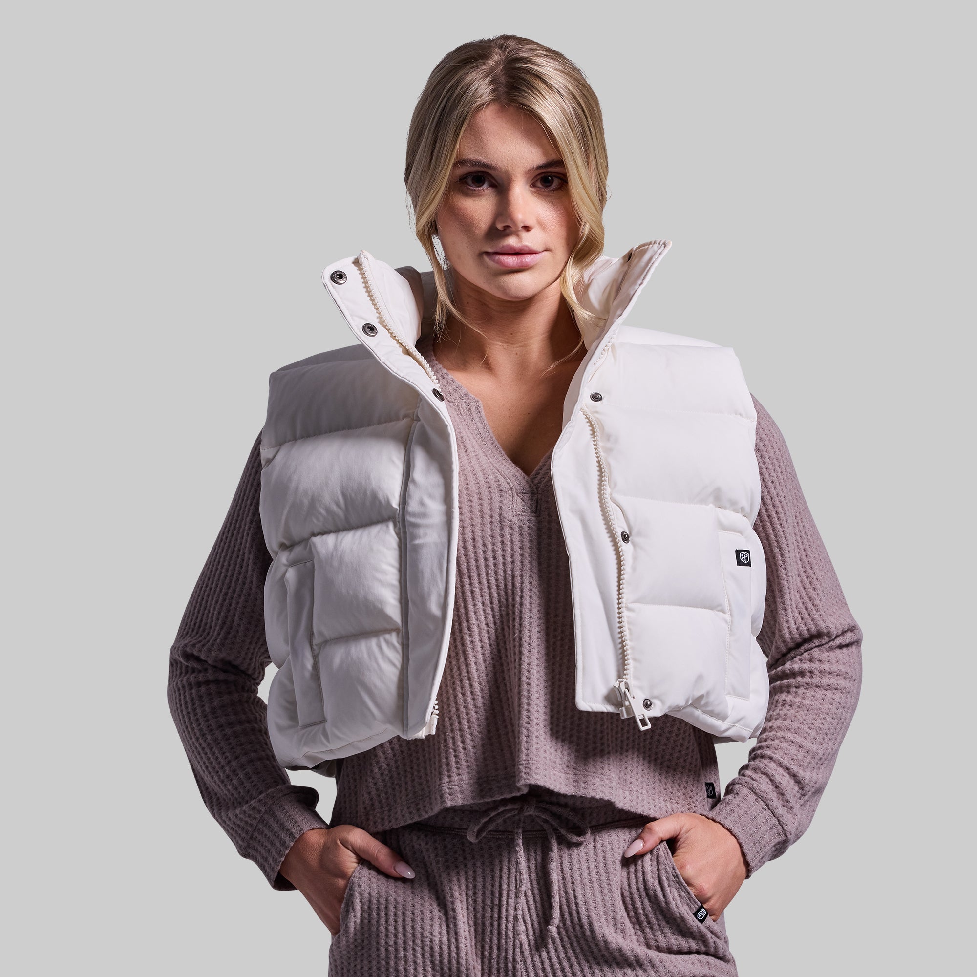 Fireside Cropped Puffer Vest (Ivory) - Image 7