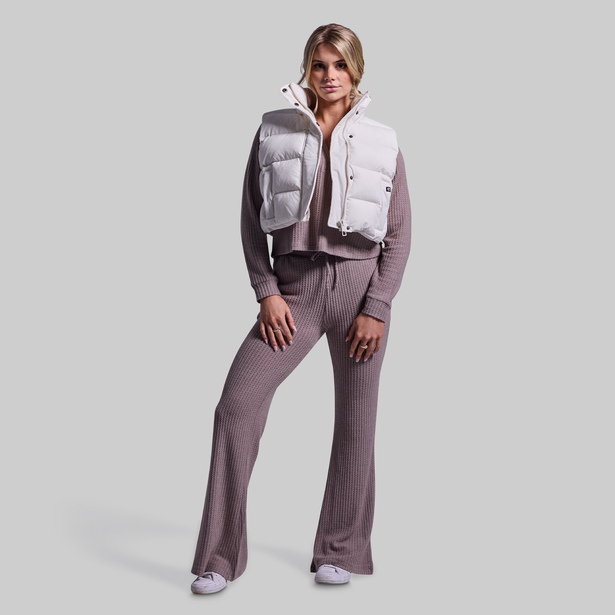 Fireside Cropped Puffer Vest (Ivory) - Image 8