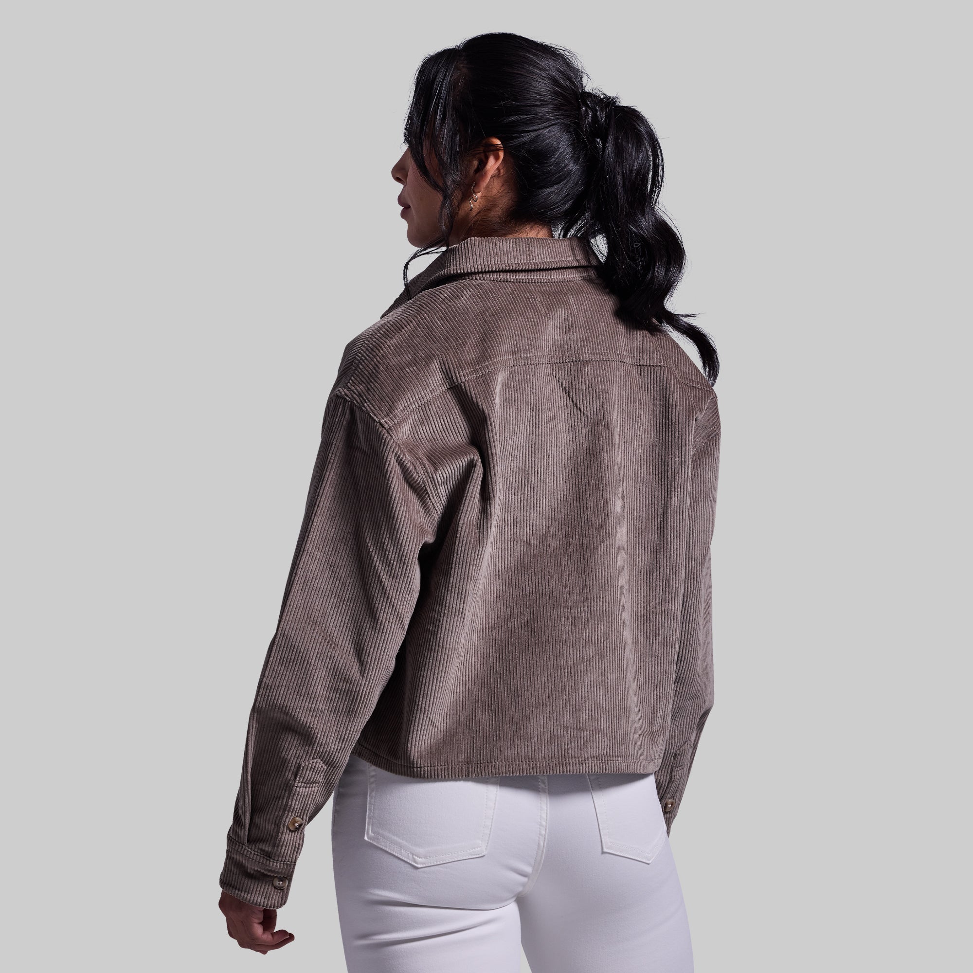 Women's Cropped Corduroy Shirt (Elephant) - Image 3