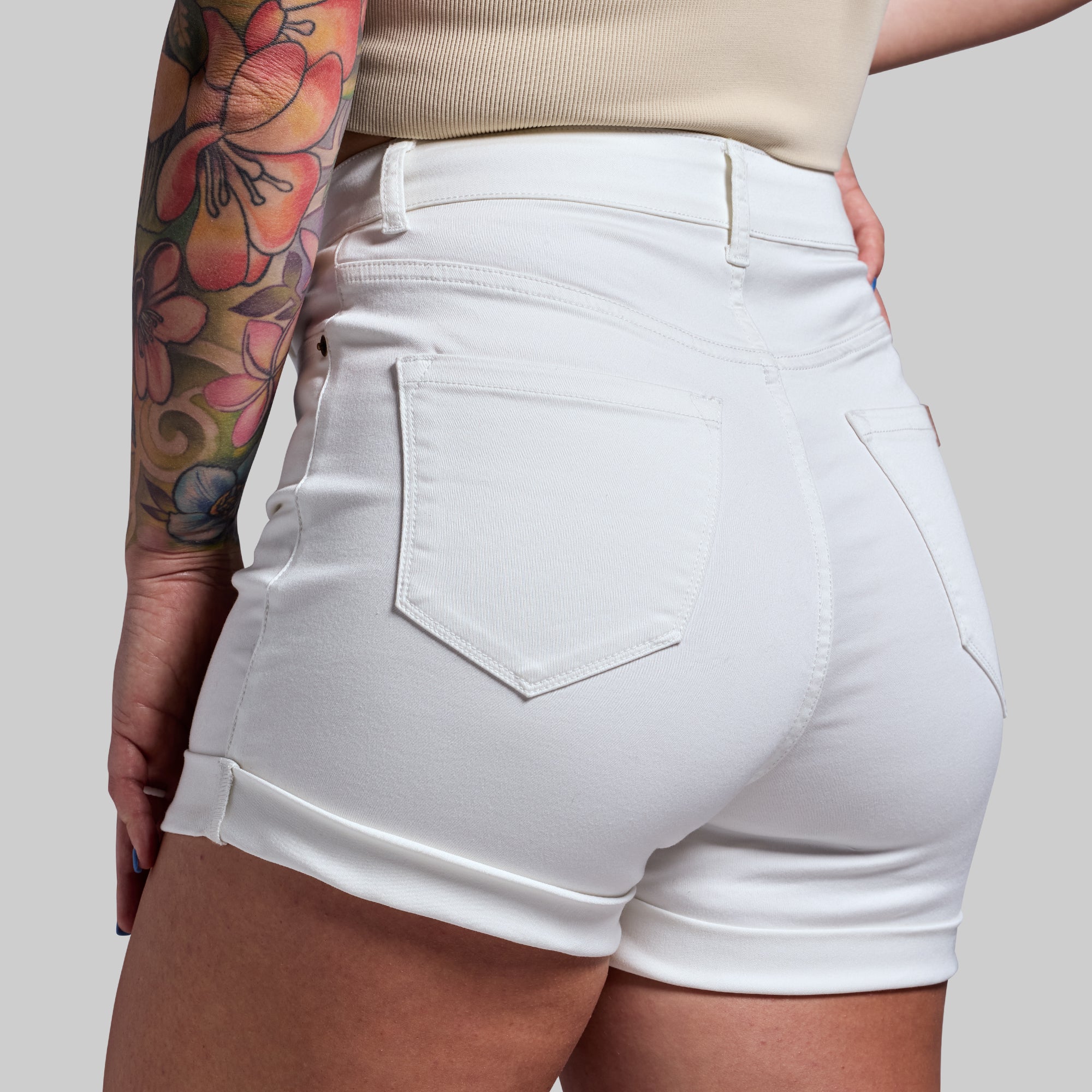FLEX Stretchy Mom Jean Short (White) - Image 4